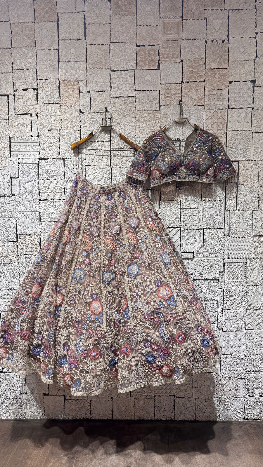 BEIGE MULTICOLOR LEHENGA - Image 4