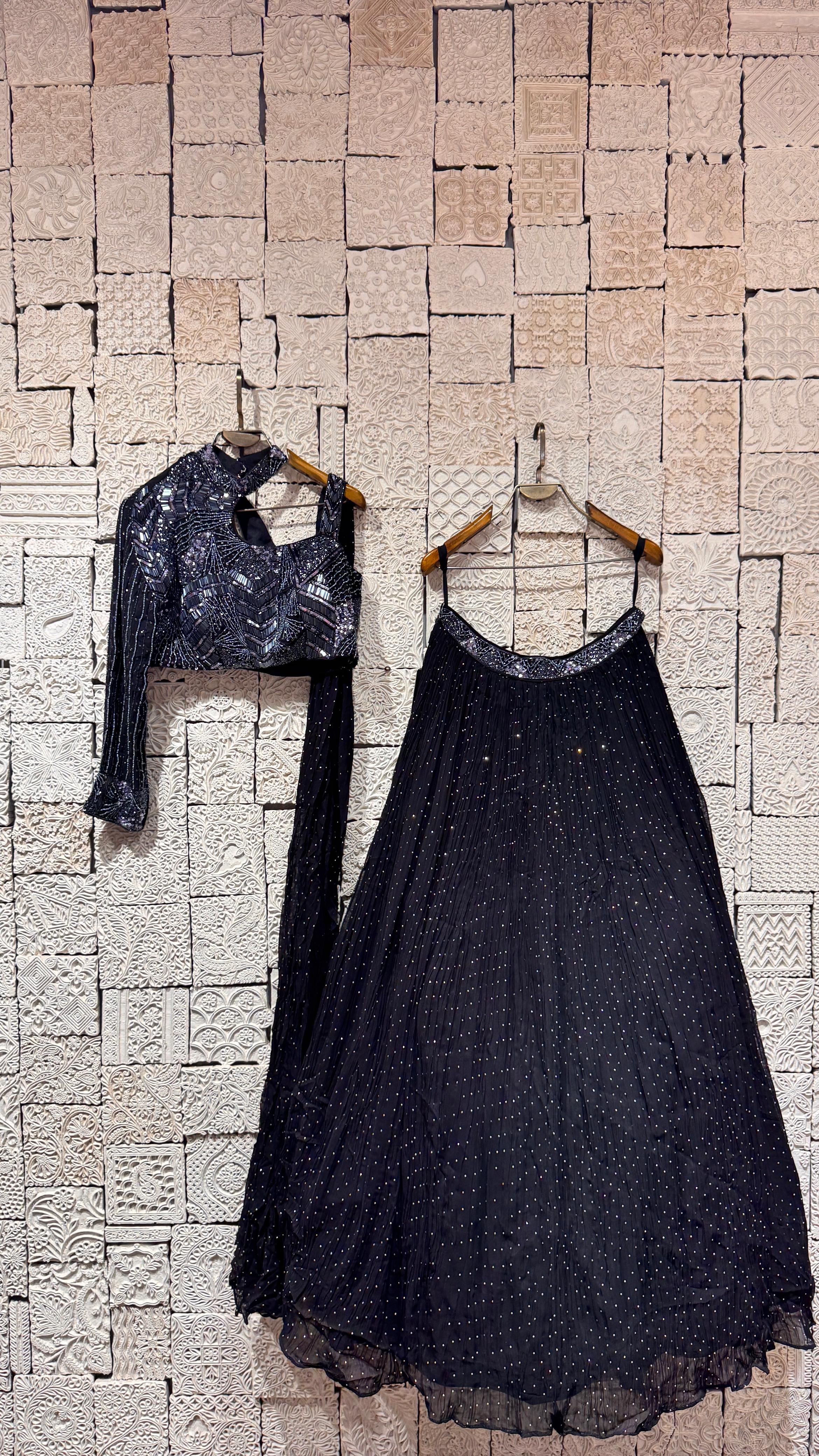 Black Embroidery Lehenga for Women