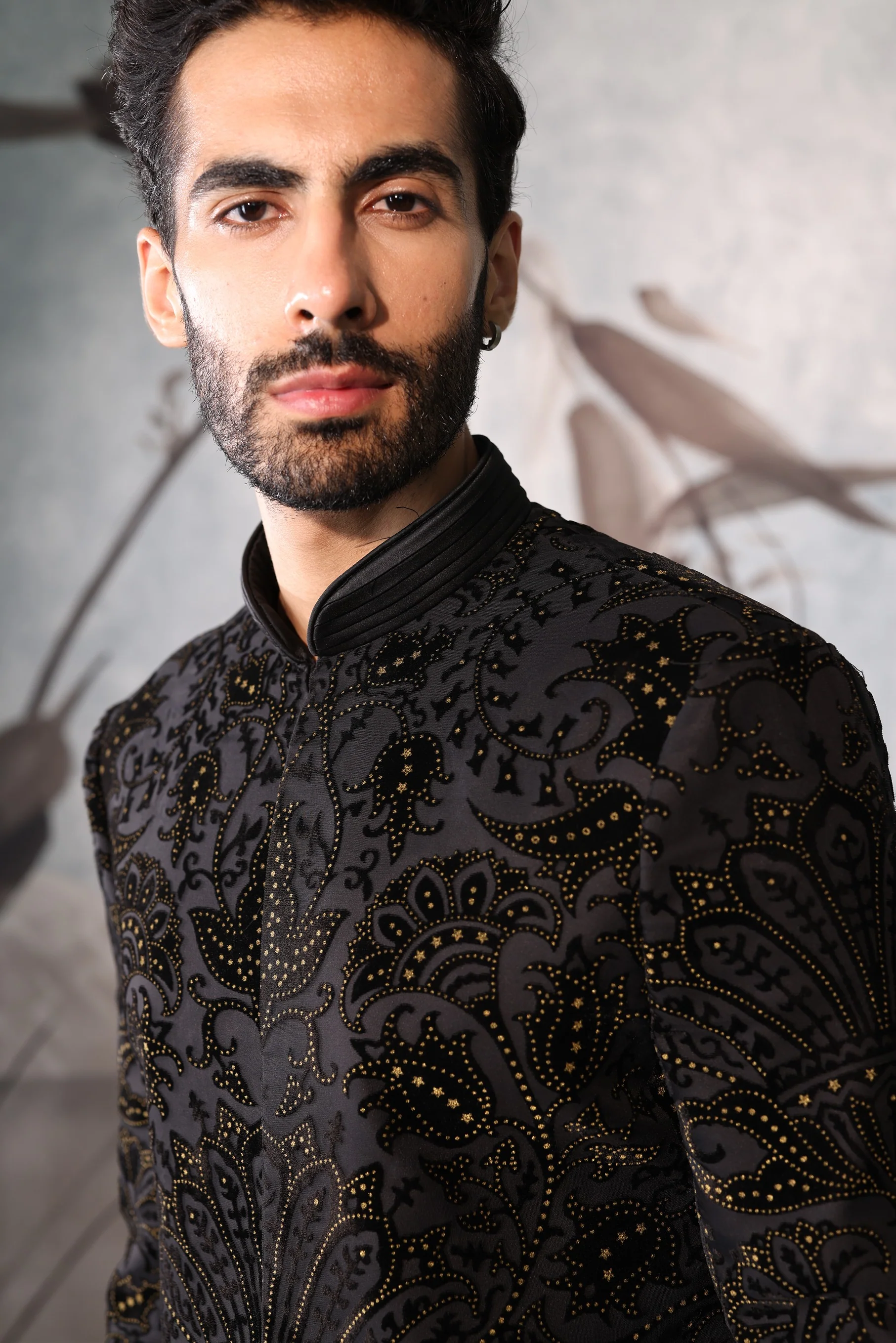 Black indowestern with full embroidery work - Image 5