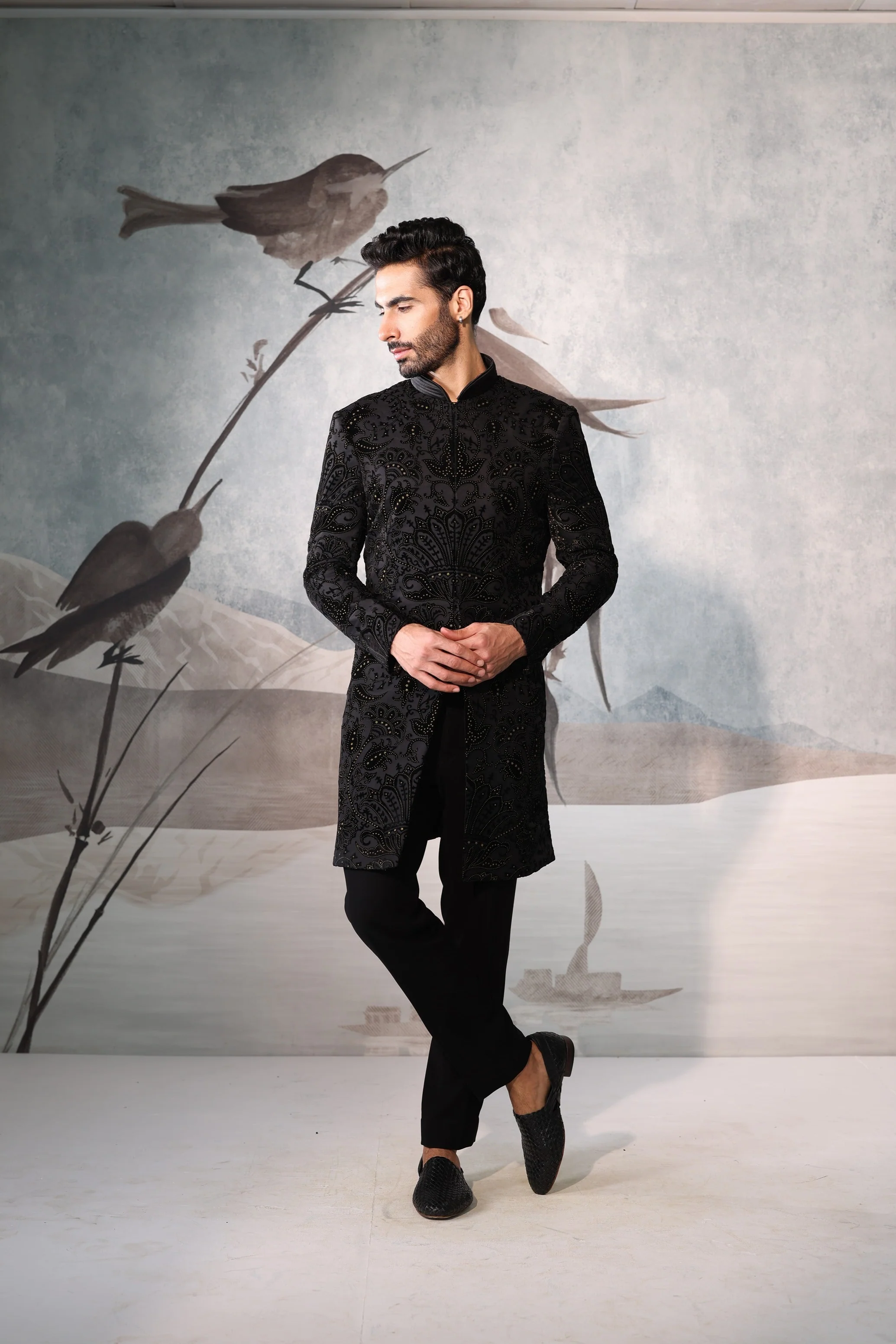 Black indowestern with full embroidery work - Image 6