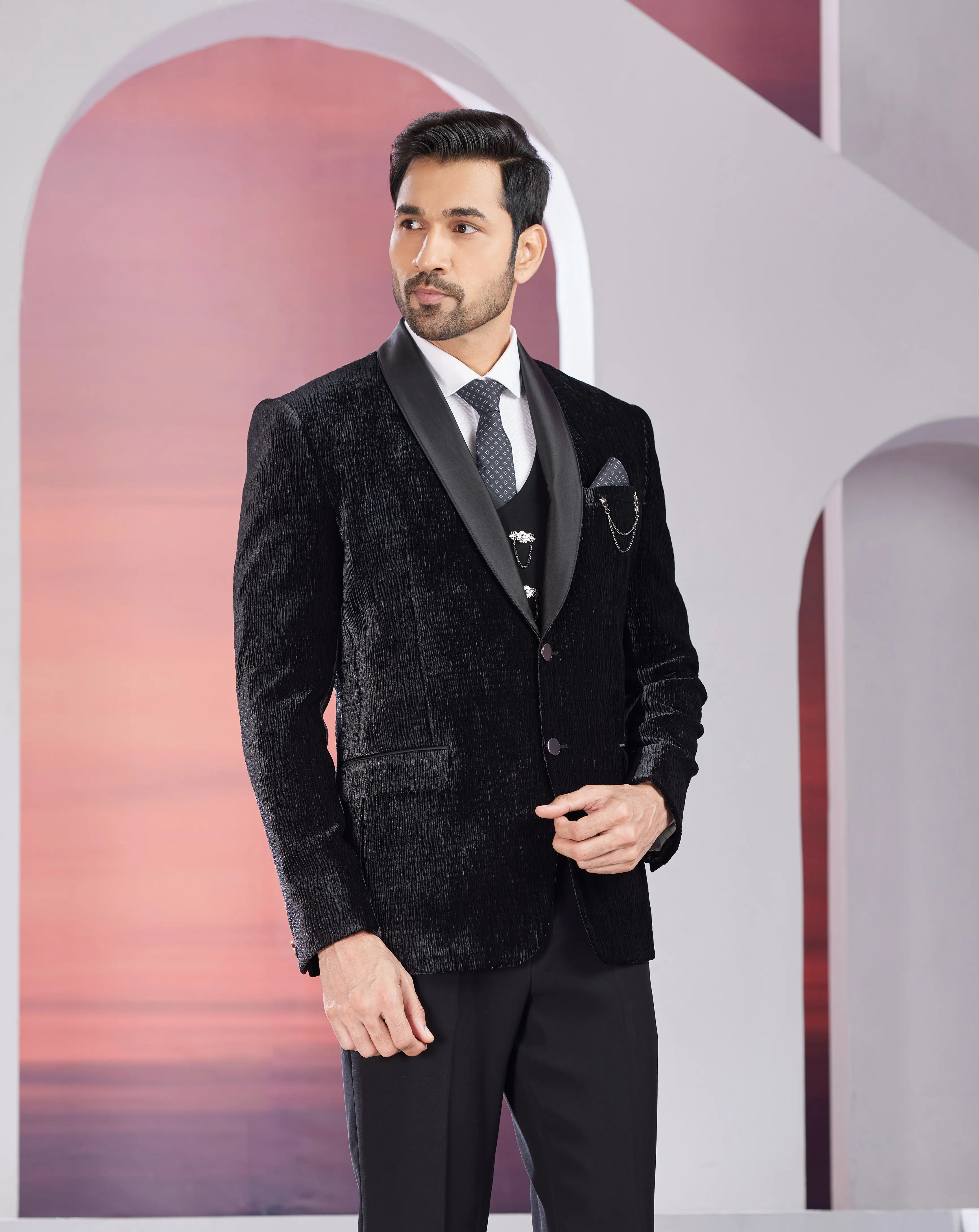 Black Men's Tuxedo with Waistcoat