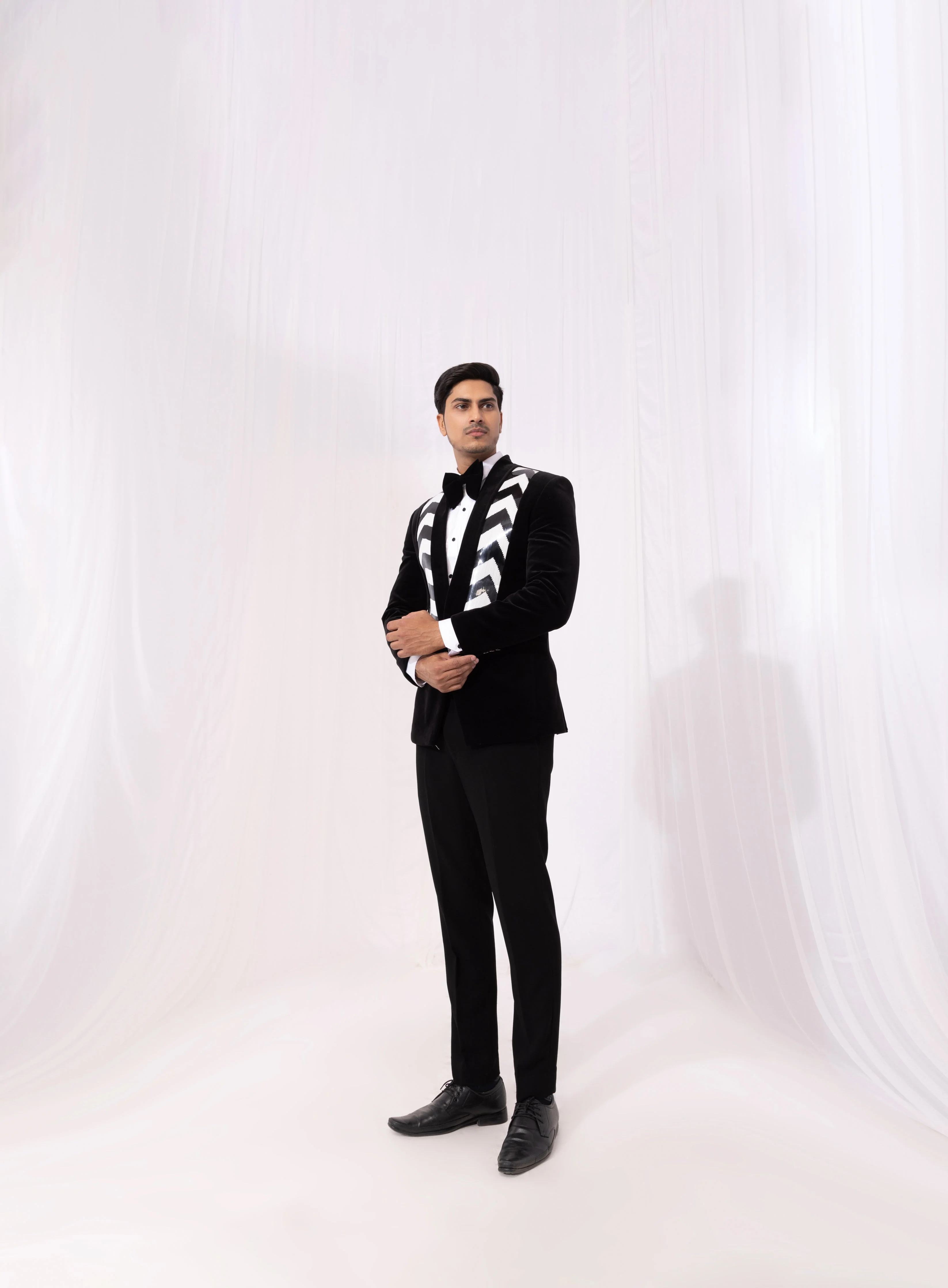 Black Monochrome Velvet Tuxedo - Image 3