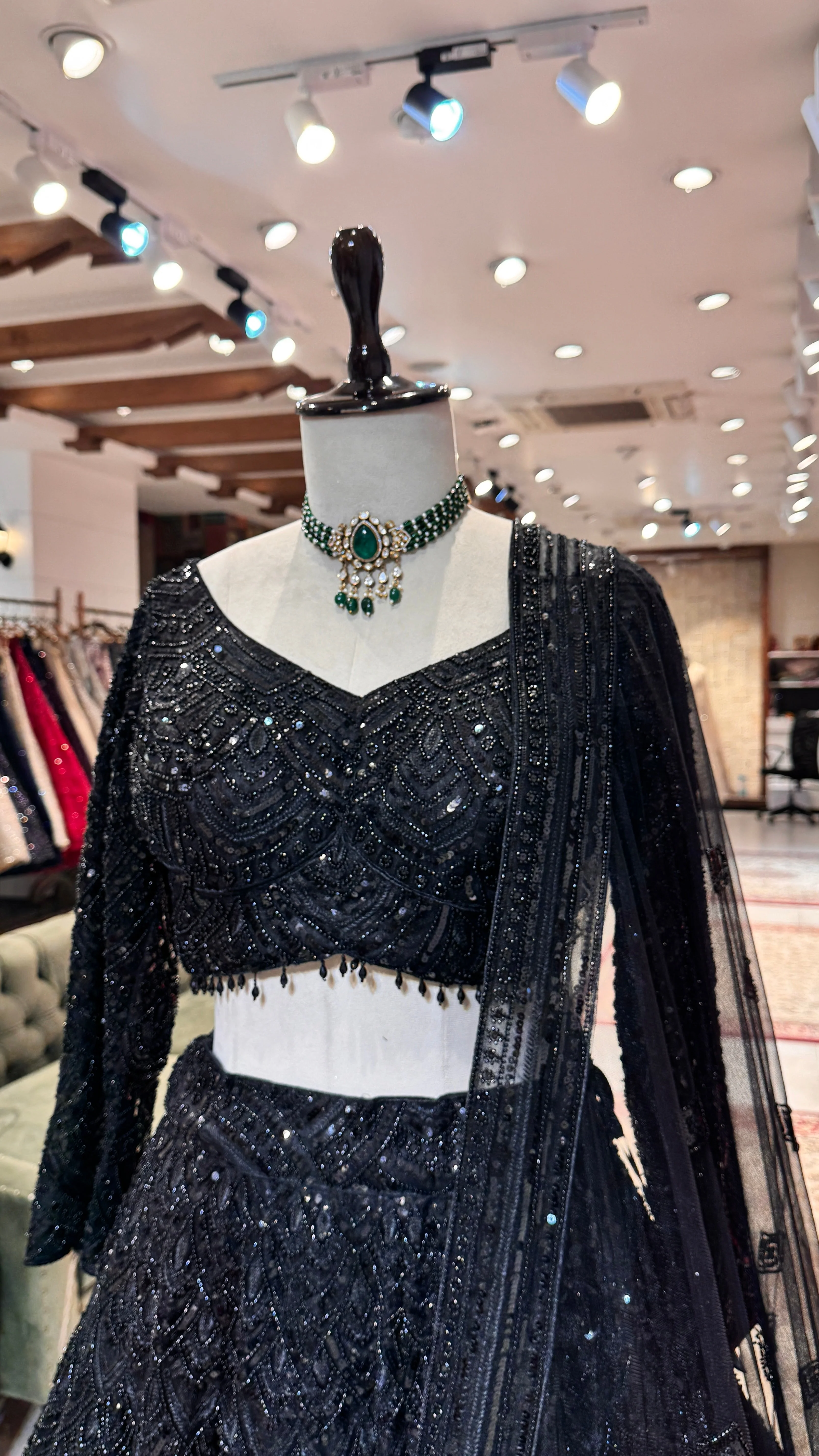 Black Net Sequin Lehenga - Image 2
