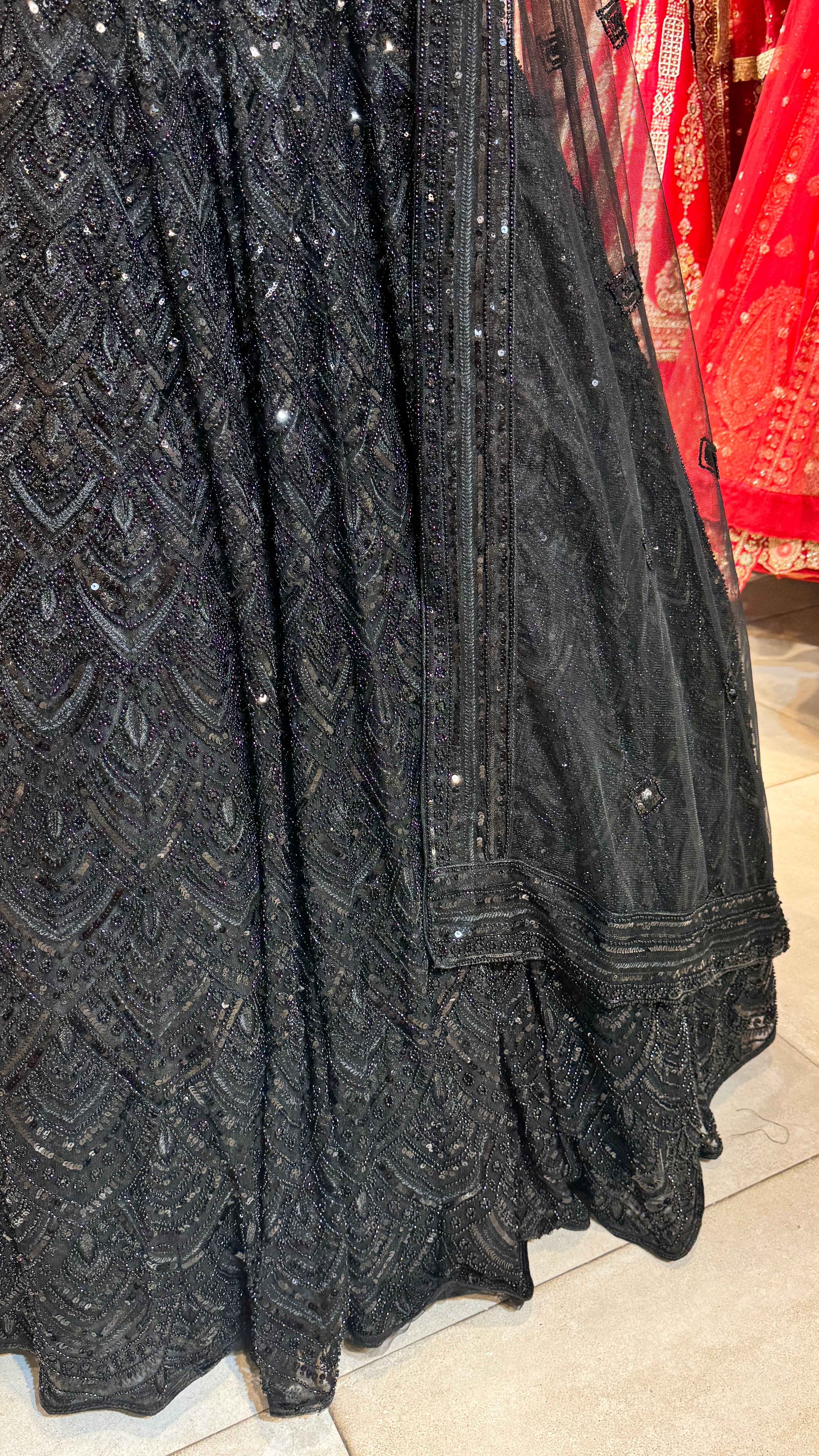 Black Net Sequin Lehenga - Image 3