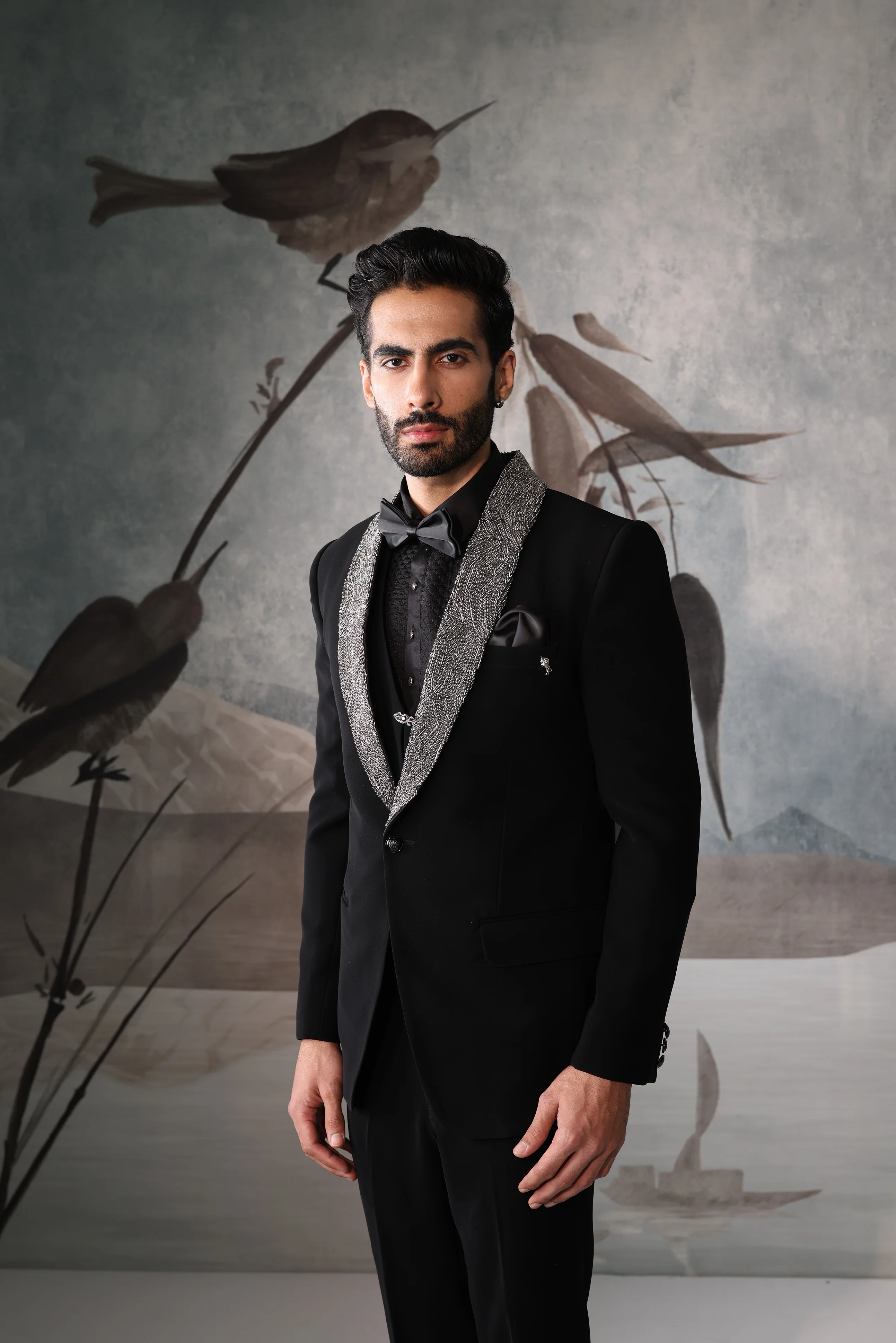 Black Tuxedo with Collar Design for Men - Image 2