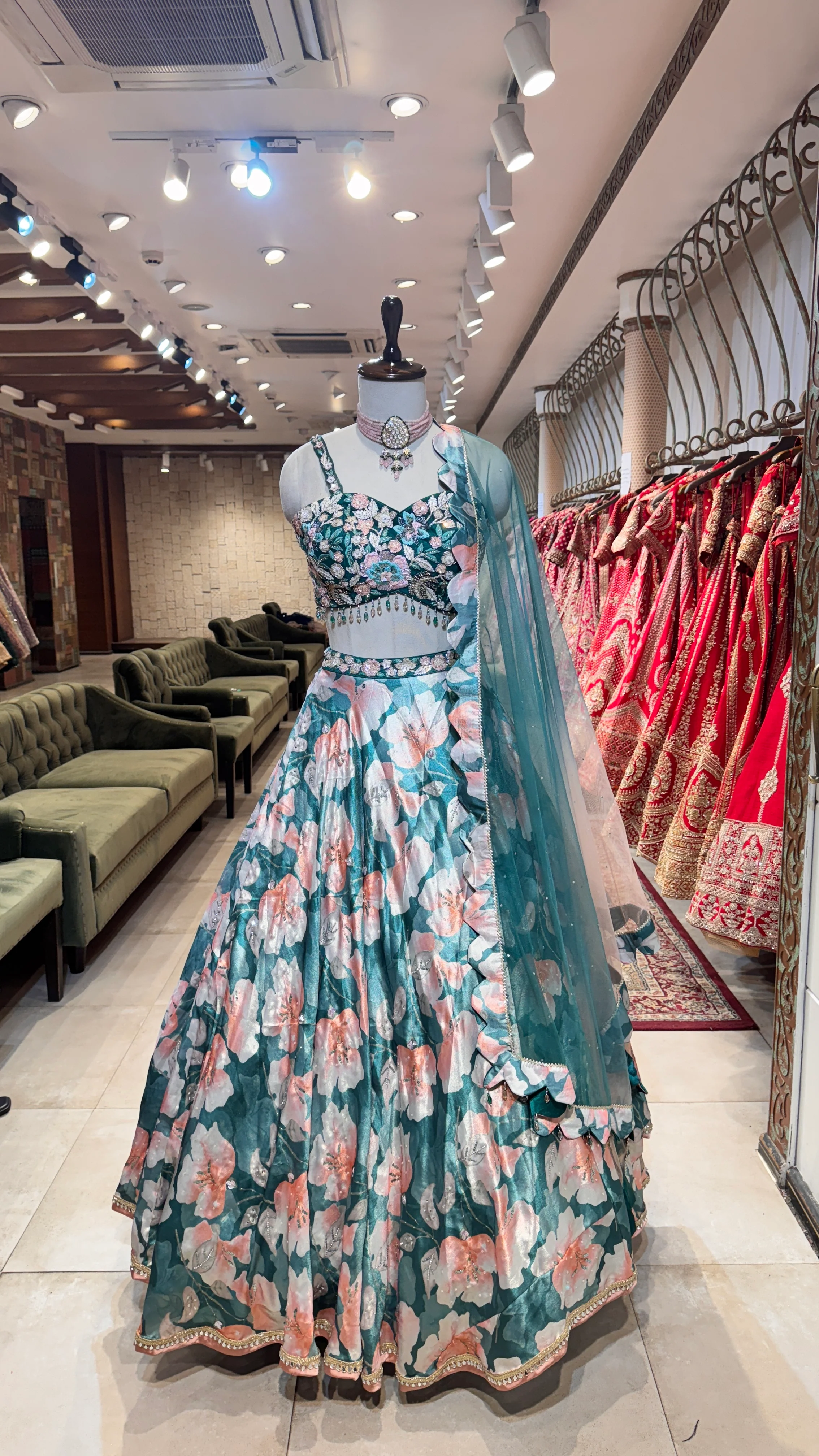 Blue Printed Lehenga
