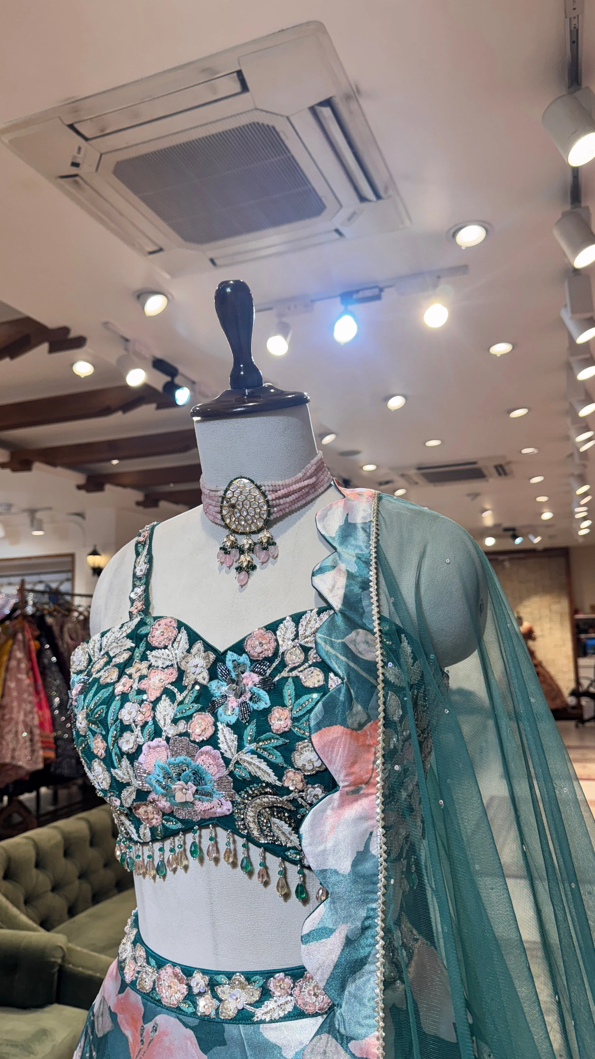 Blue Printed Lehenga - Image 2