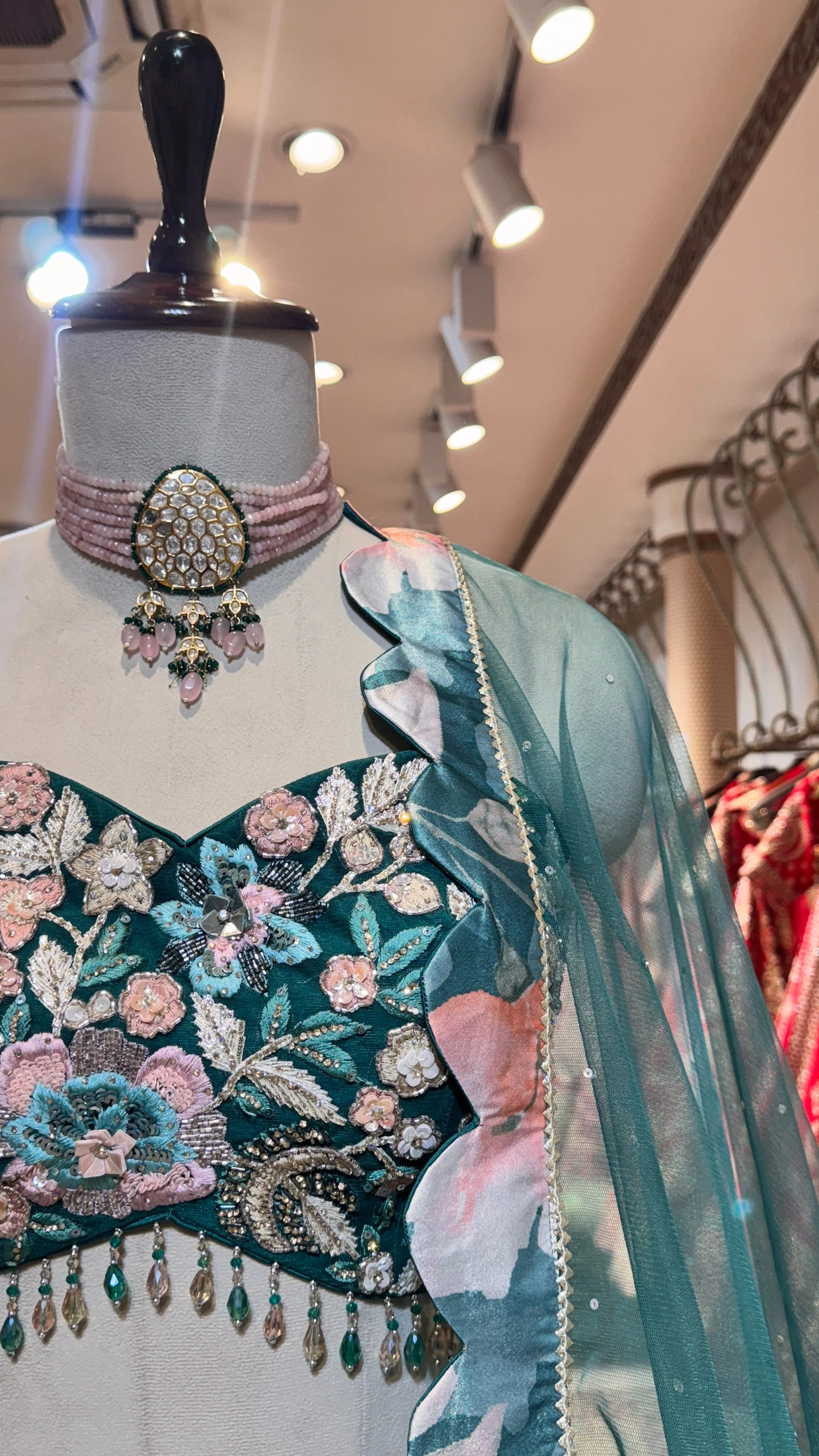 Blue Printed Lehenga - Image 3
