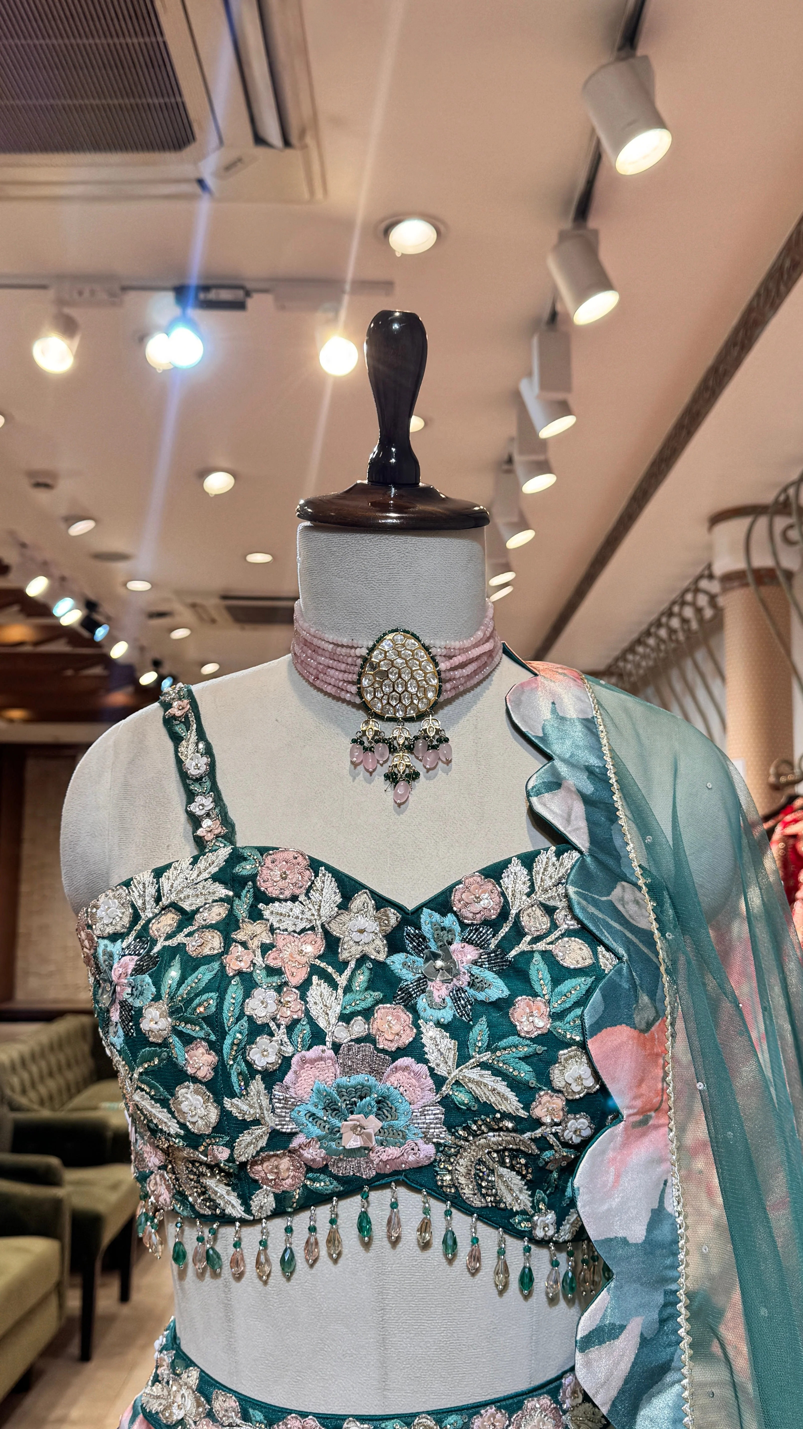Blue Printed Lehenga - Image 4