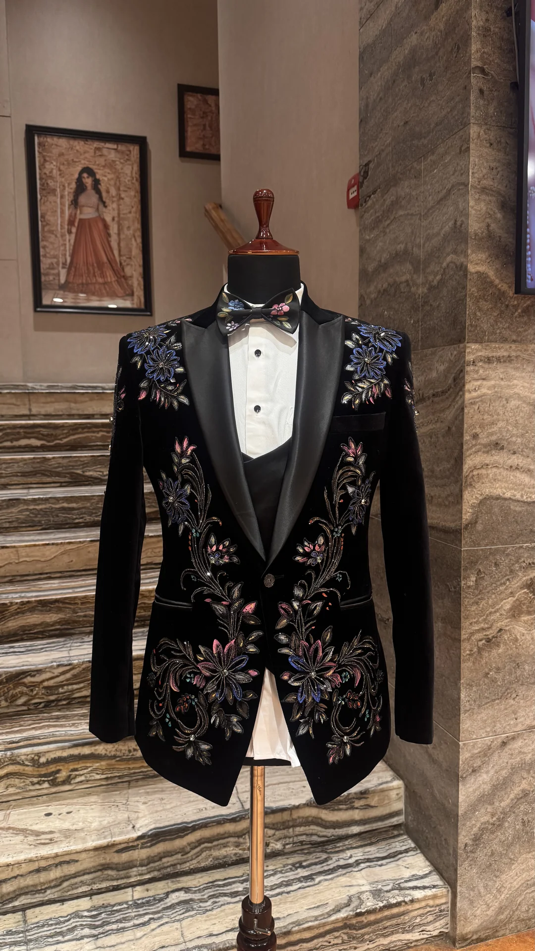 Blue Floral Tuxedo for Men