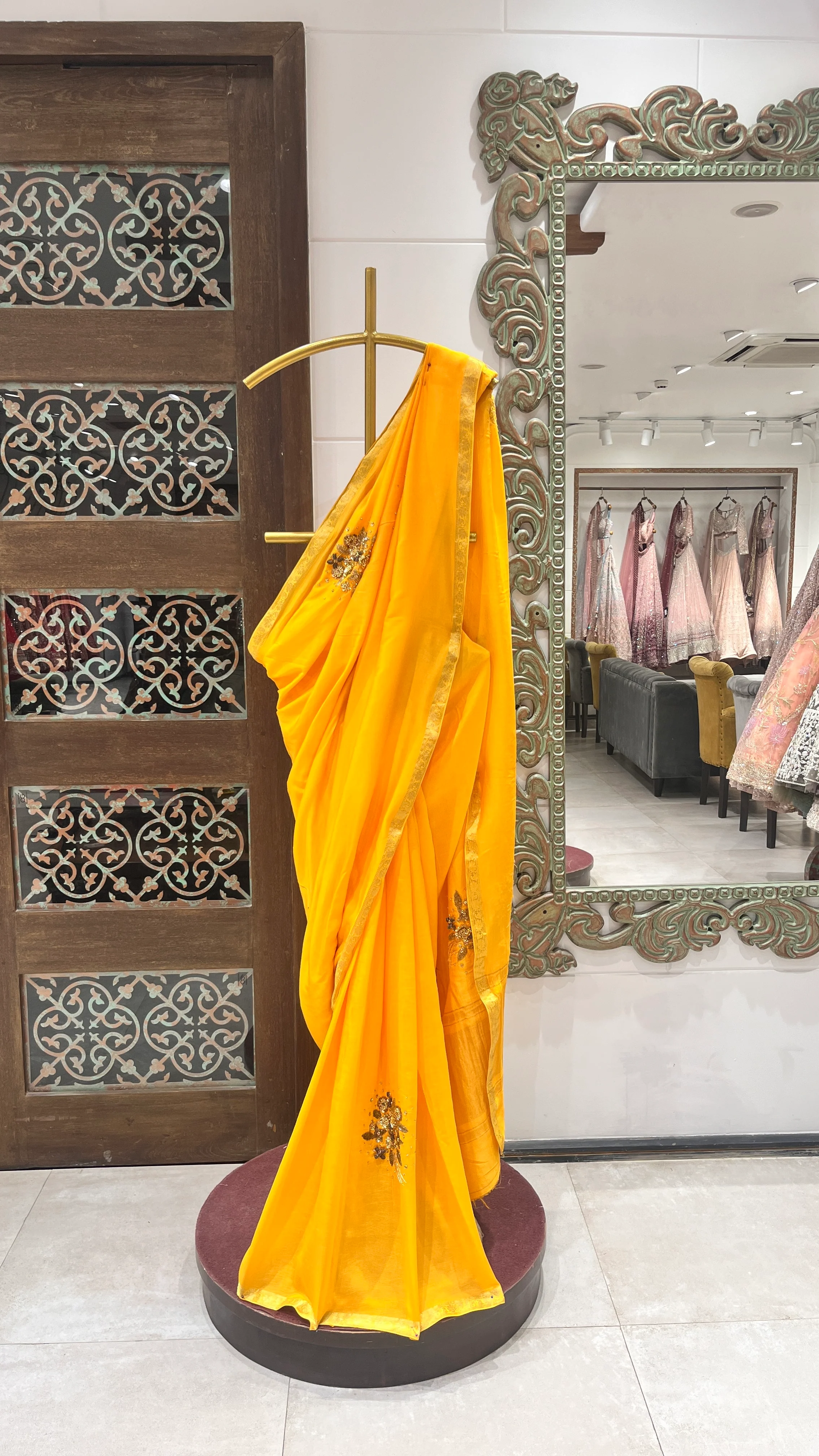 Bright yellow saree