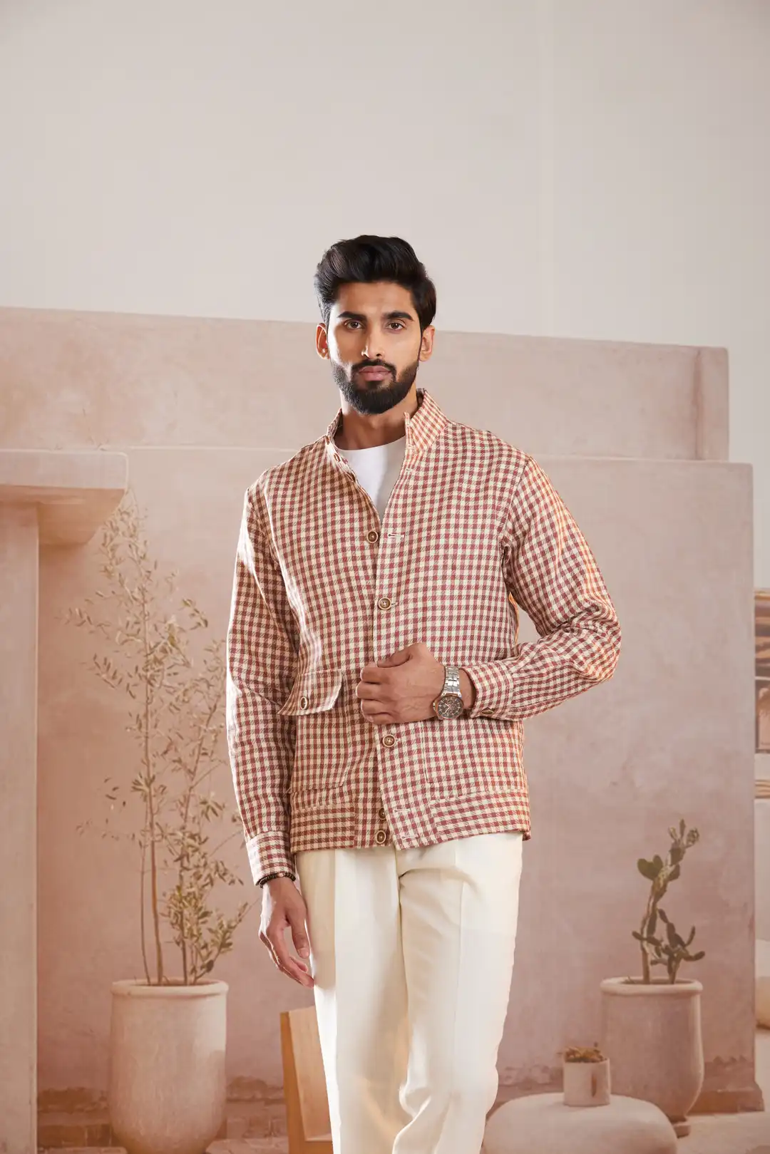 Checkered Summer Linen Jacket - Image 2