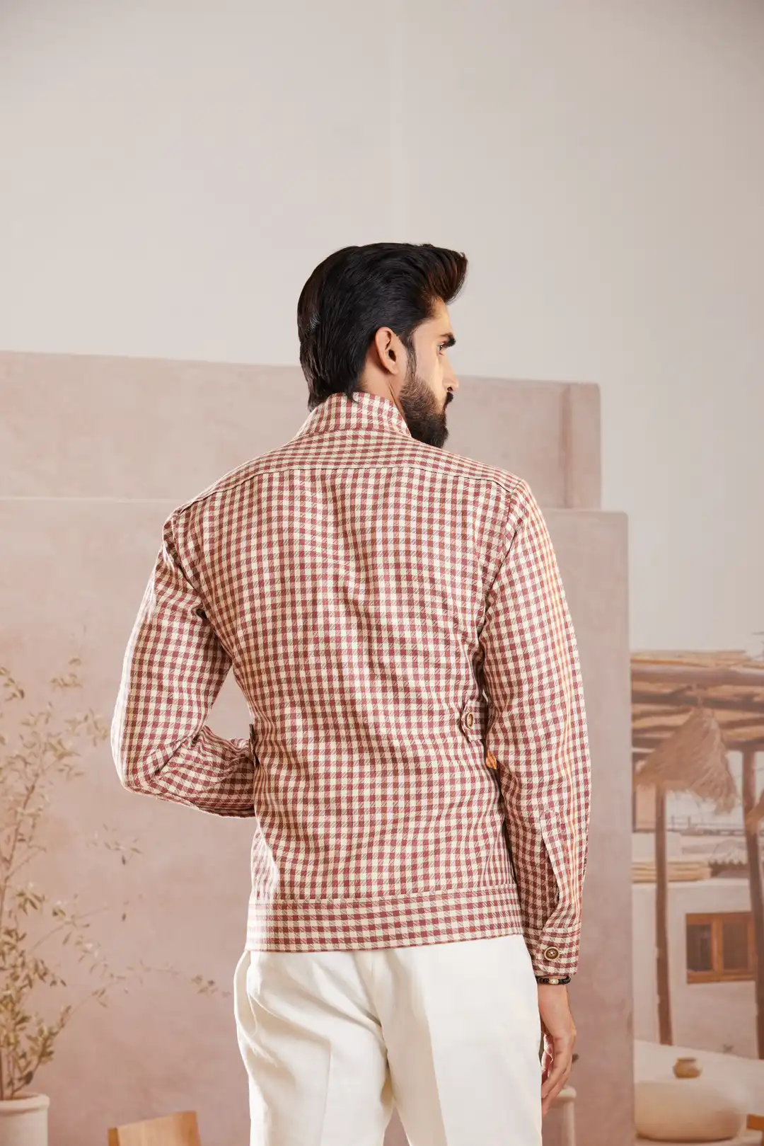 Checkered Summer Linen Jacket - Image 3