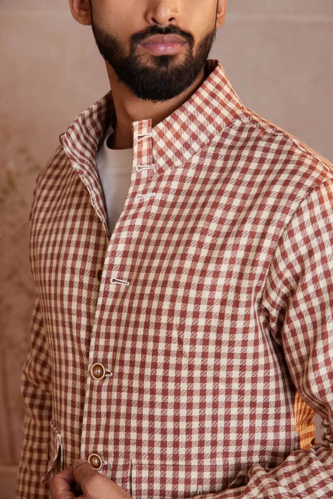 Checkered Summer Linen Jacket - Image 4