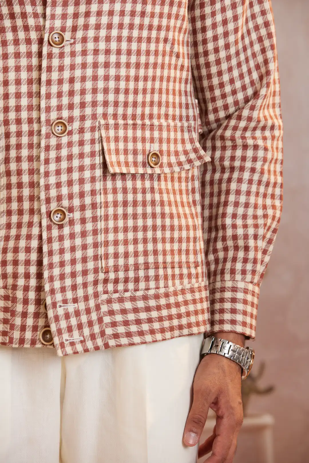Checkered Summer Linen Jacket - Image 5