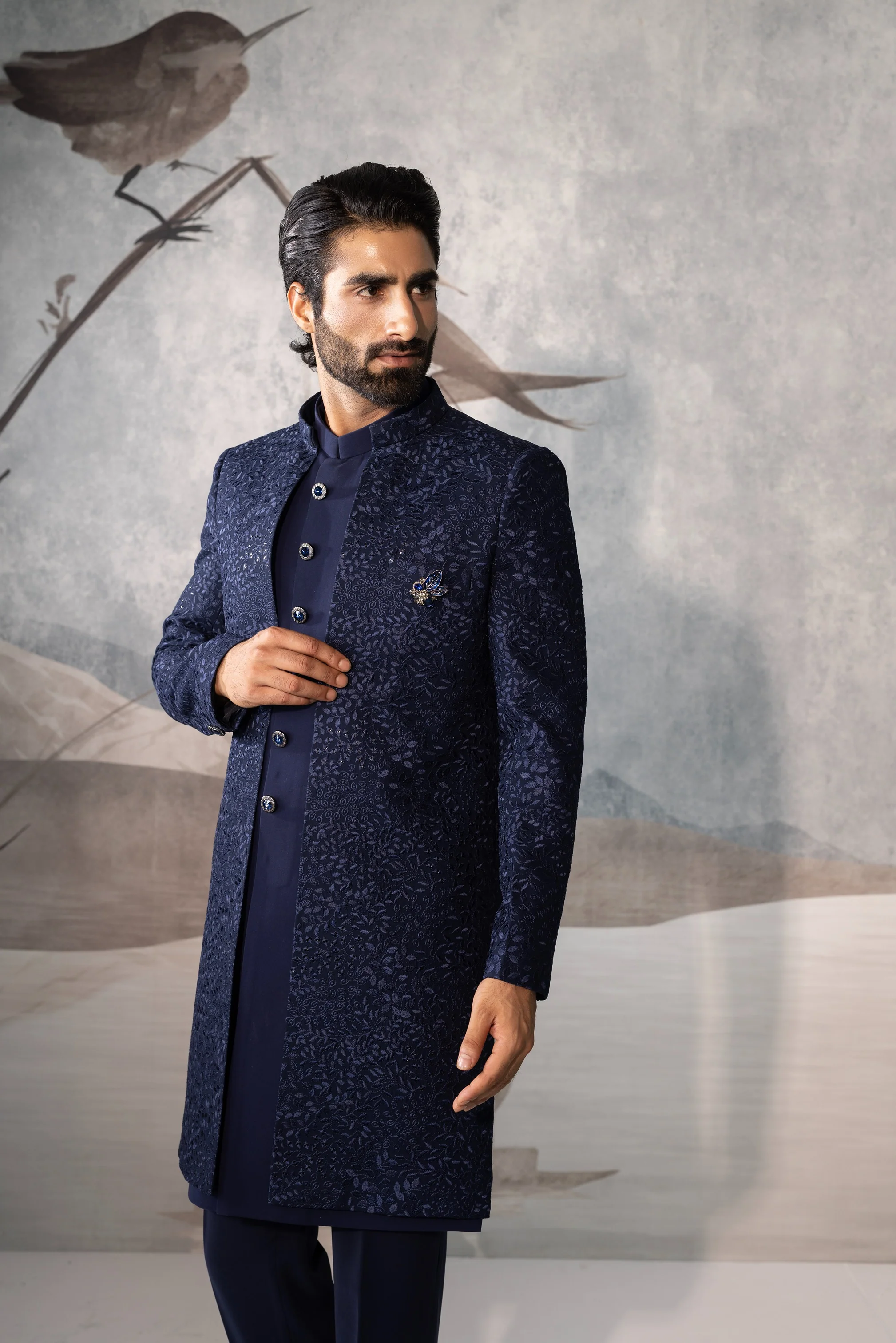 Classic Navy Blue Indowestern