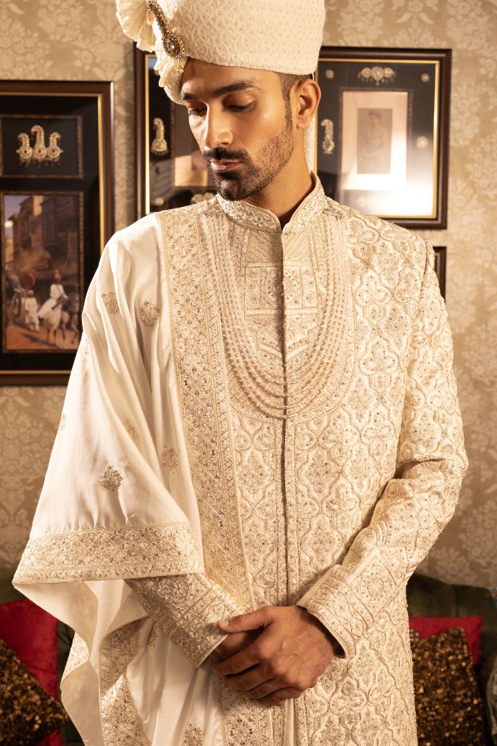 Cream Colour Sherwani for Men - Image 2