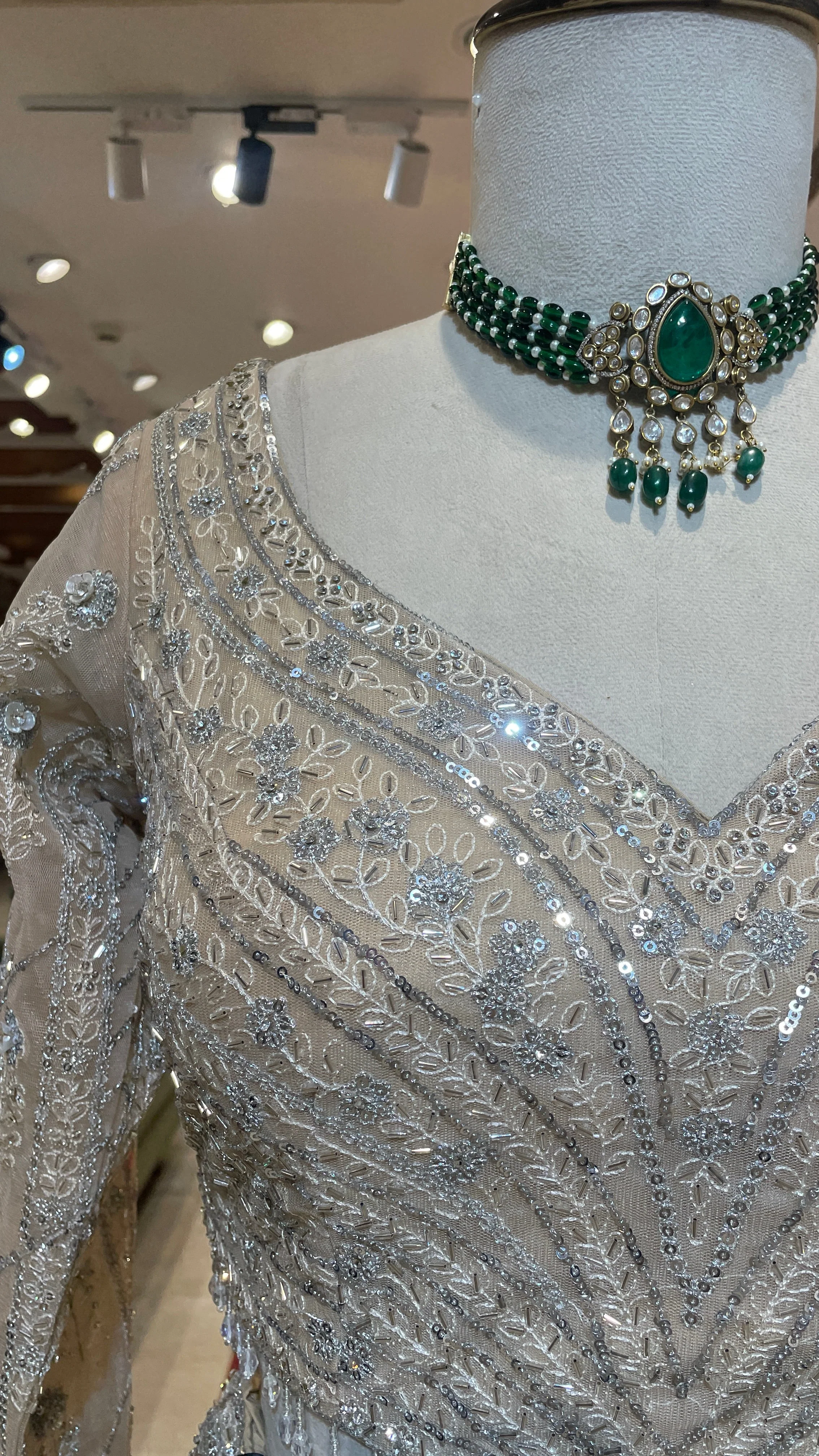 Cream Net Lehenga with Sequin Embellishments - Image 3