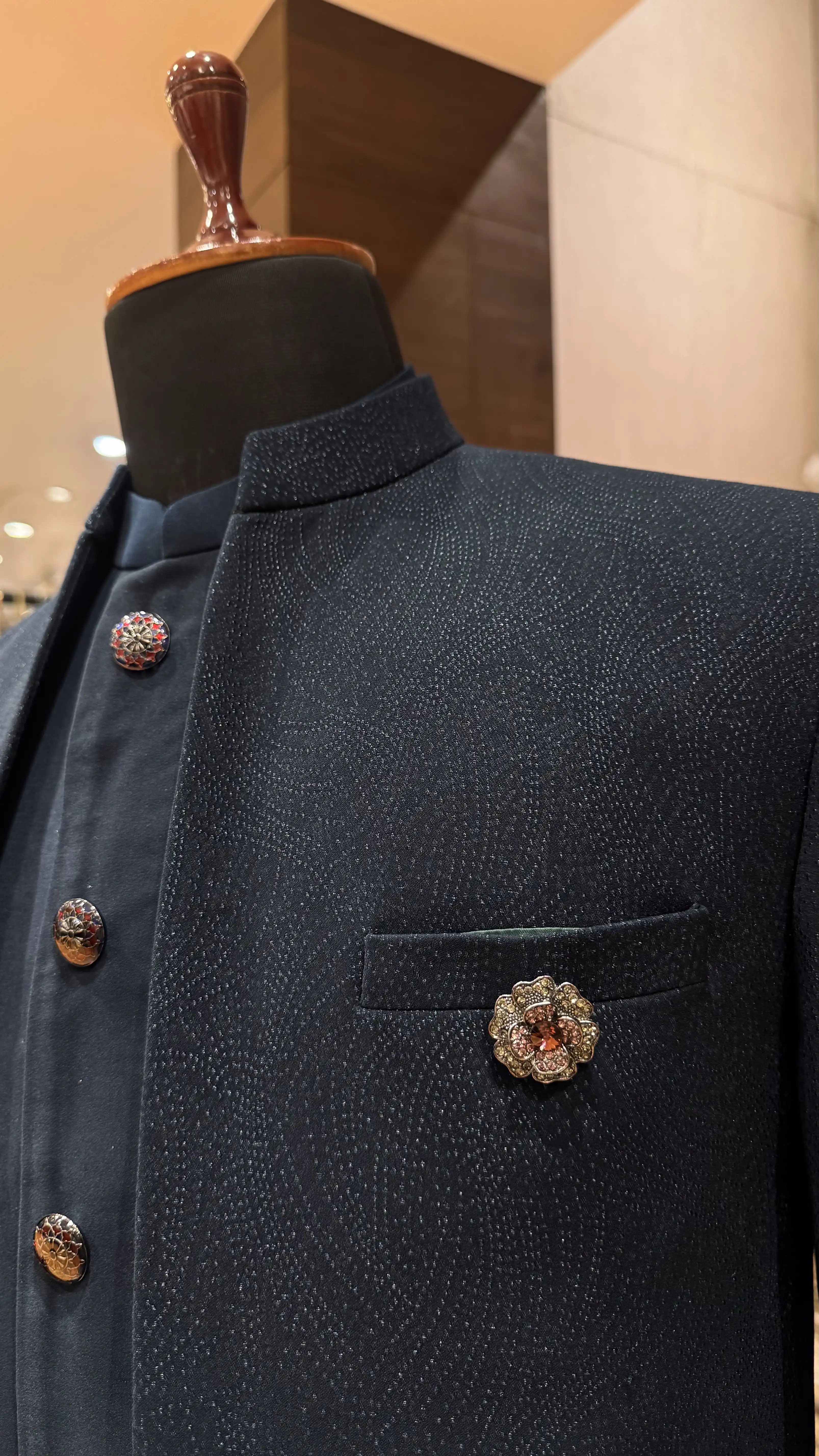 Dark Blue Classic Bandhgala Jacket for Men - Image 2