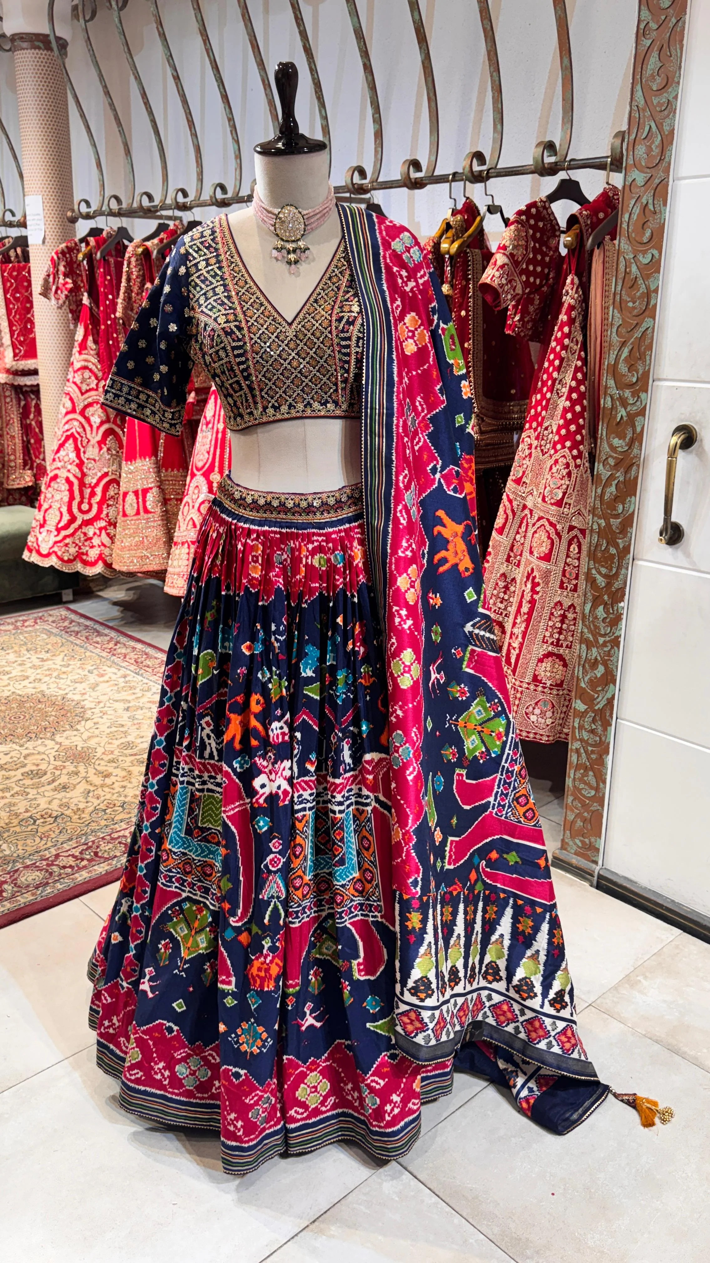 Dark Blue Printed Lehenga
