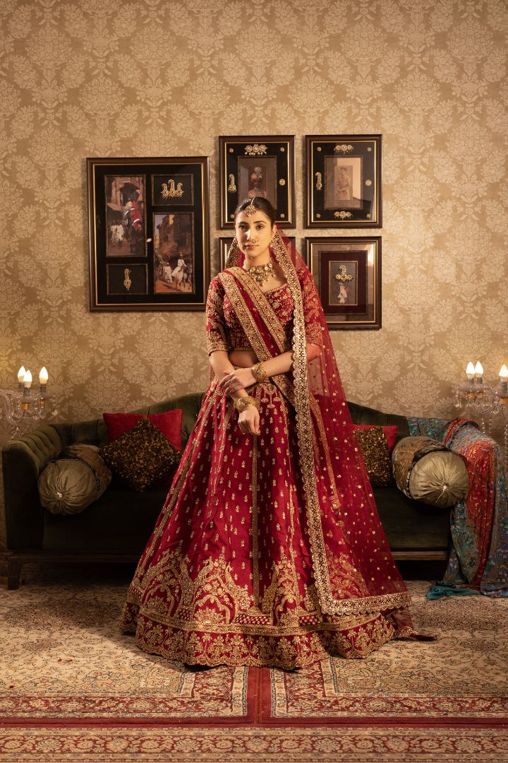 Dark Red Bridal Lehenga