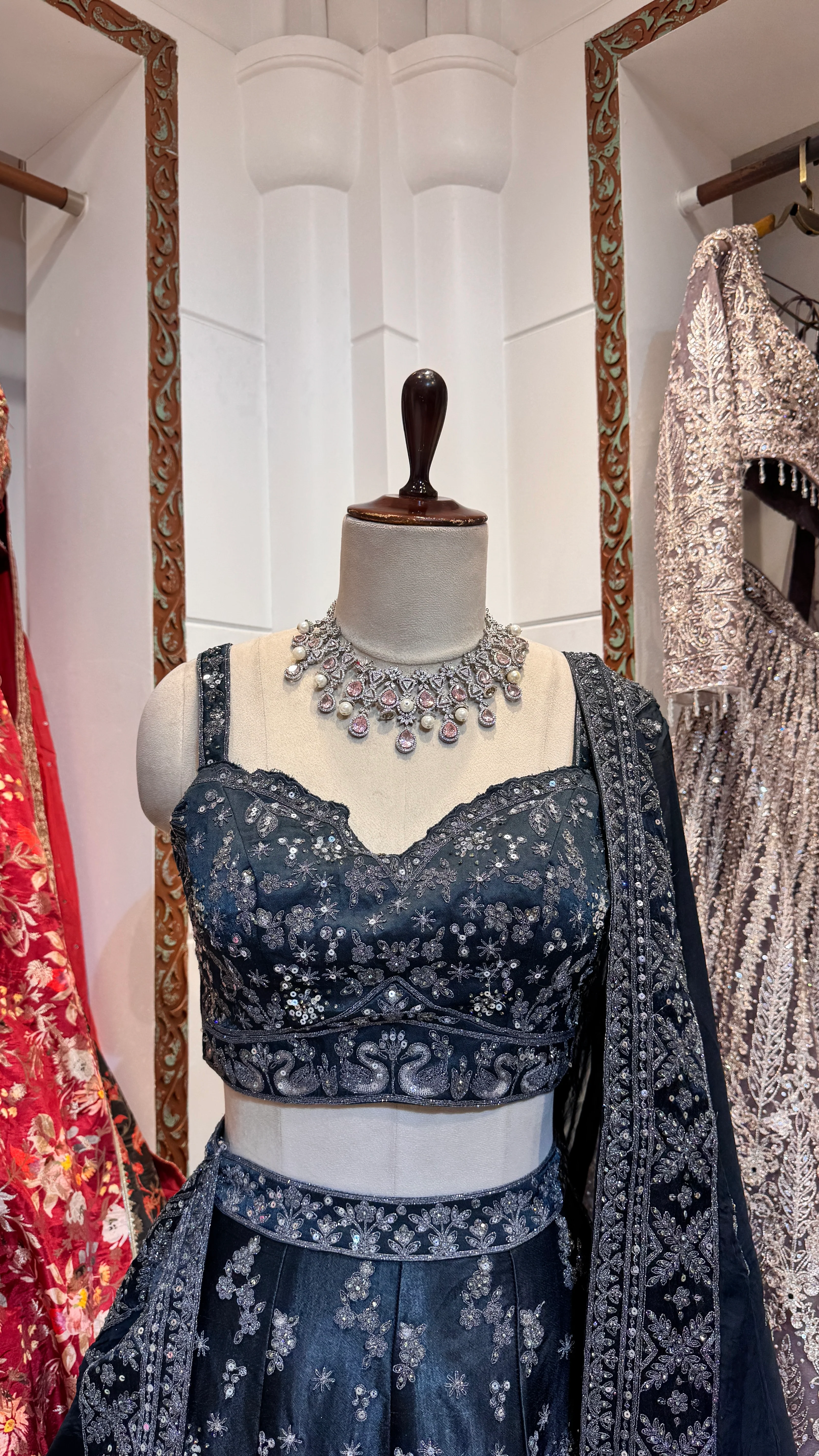 Deep Blue Silver Lehenga