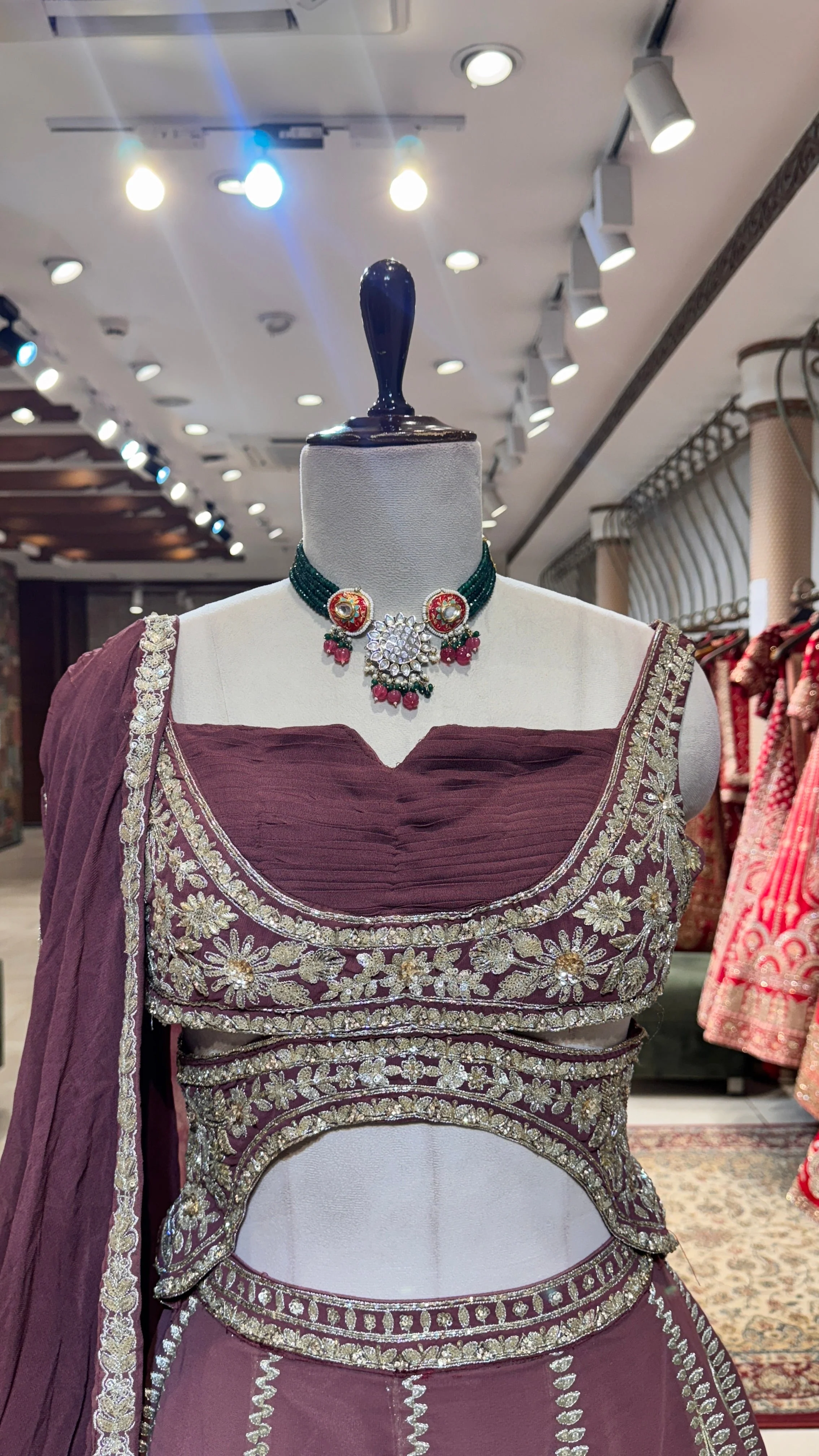 Deep Maroon Lehenga - Image 2