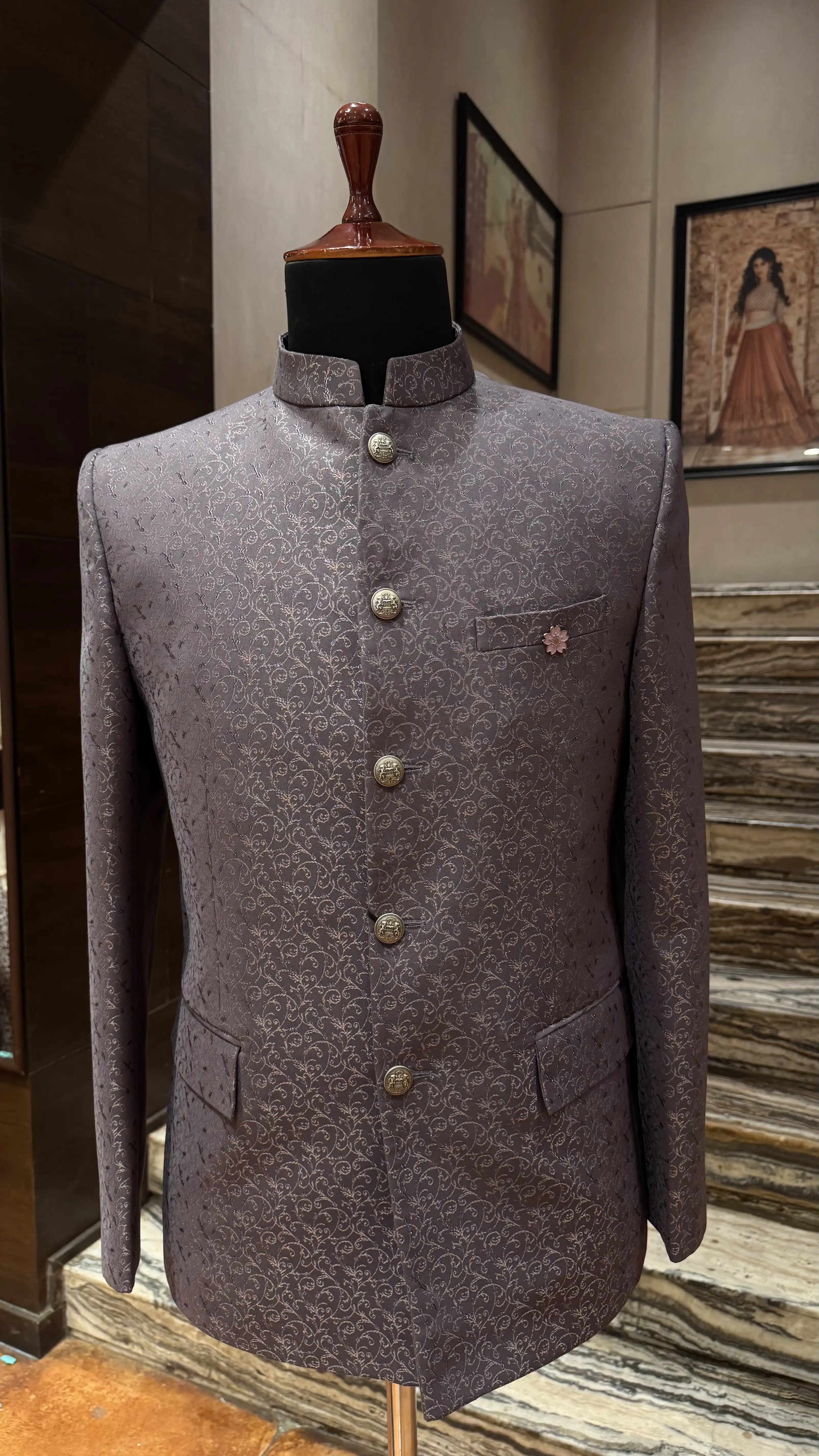 Deep Purple Bandhgala Jacket for Men