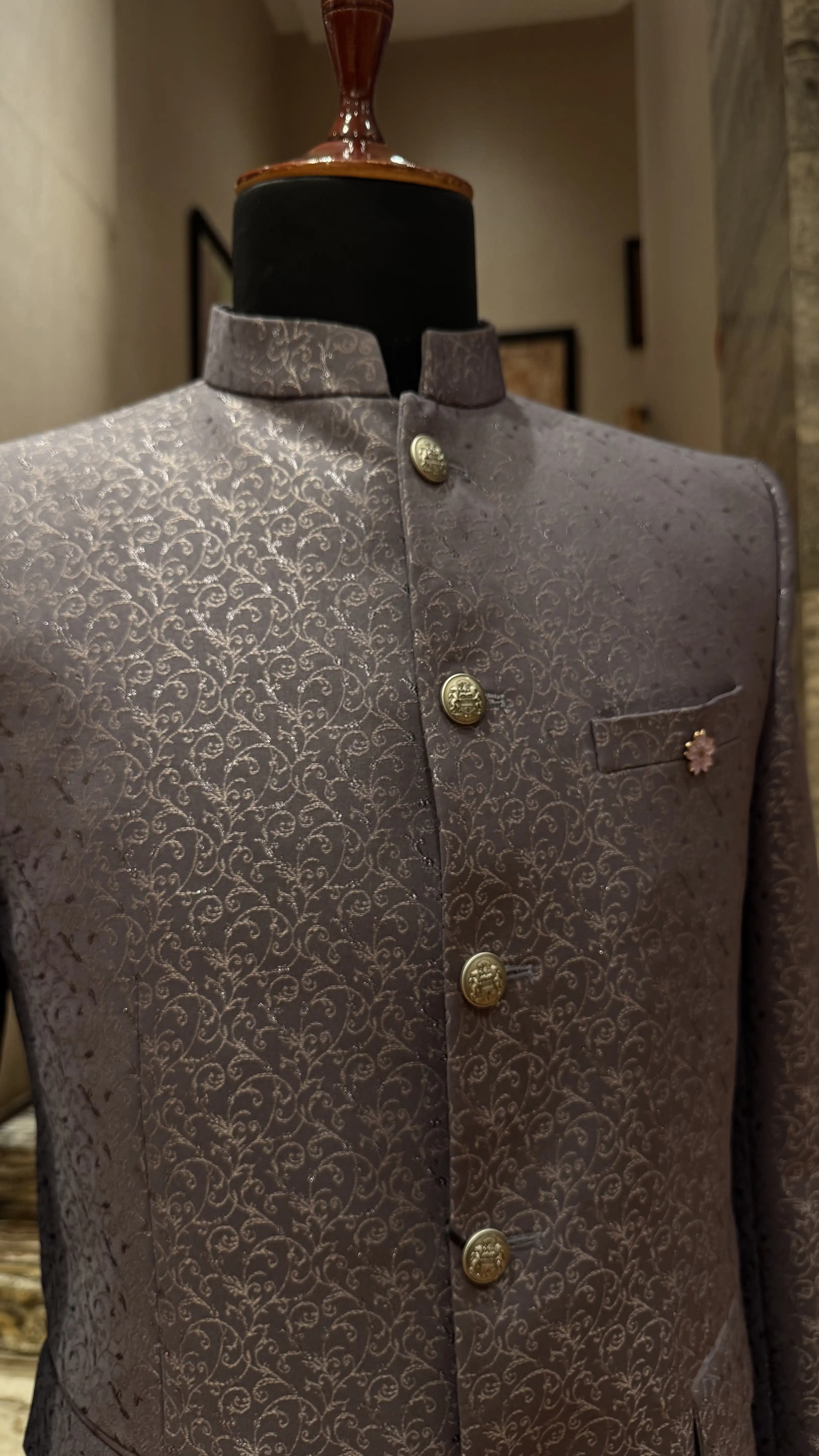 Deep Purple Bandhgala Jacket for Men - Image 3