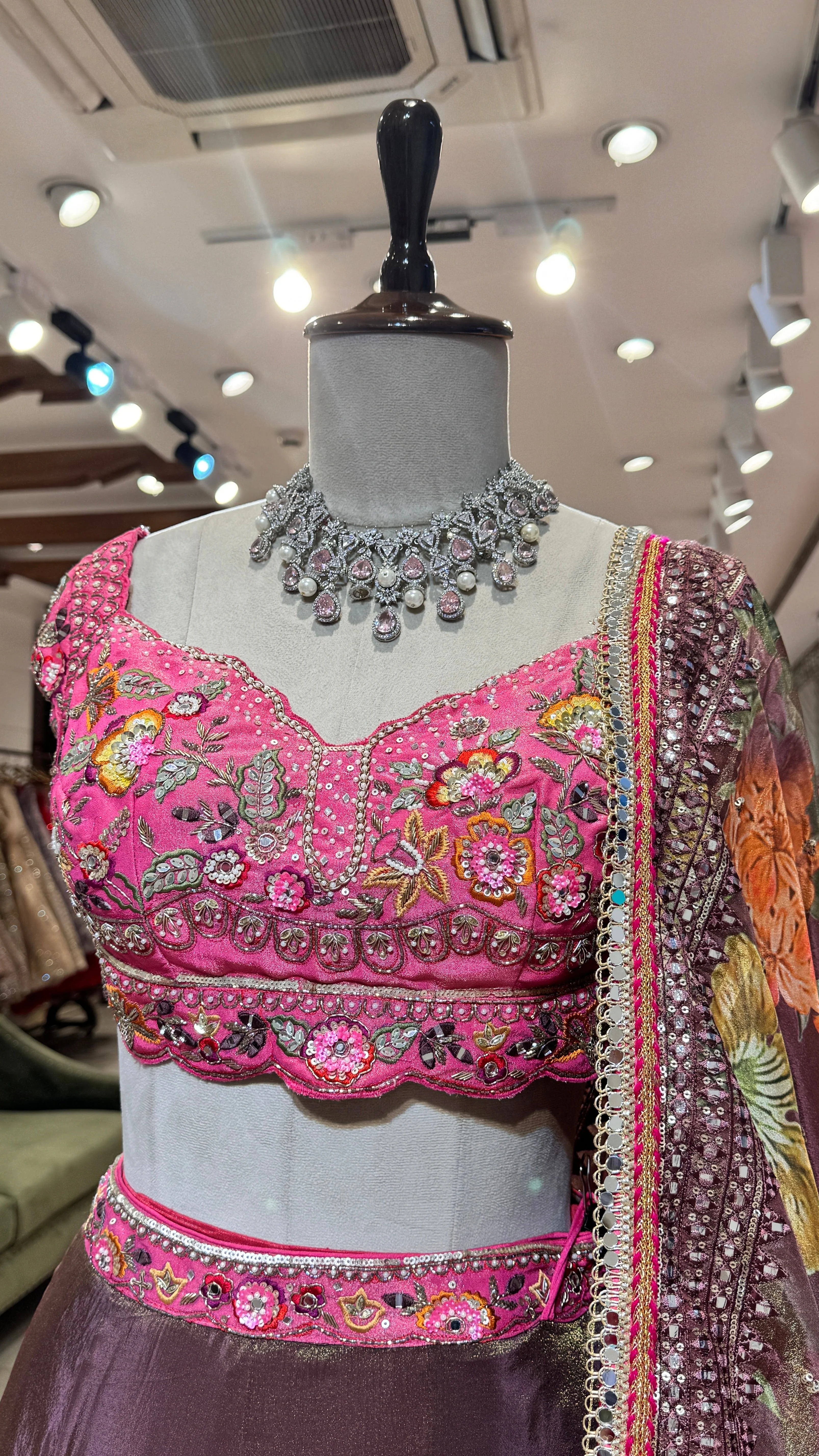 Floral Hand Painted Lehenga - Image 2