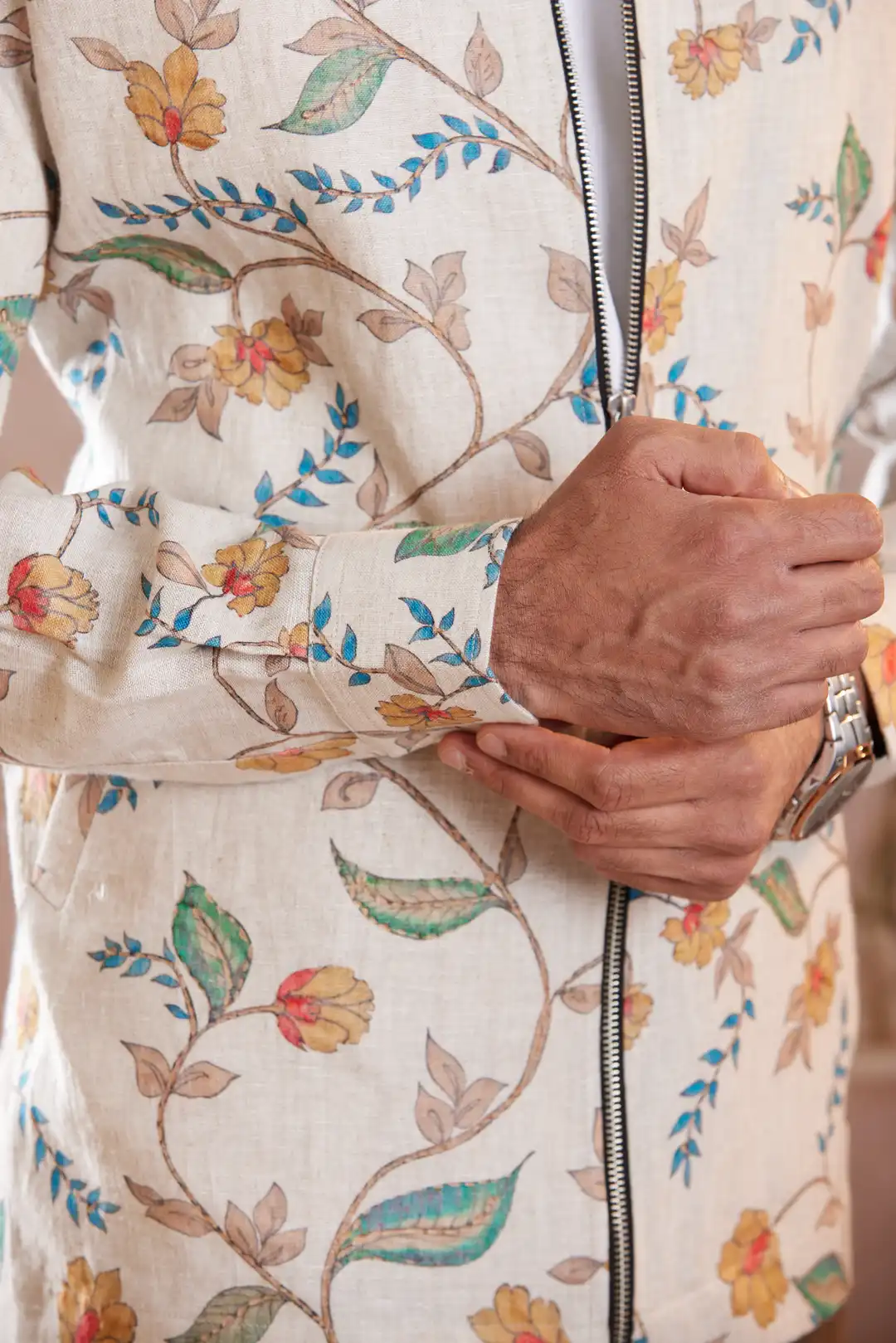 Floral printed summer Linen Jacket - Image 4