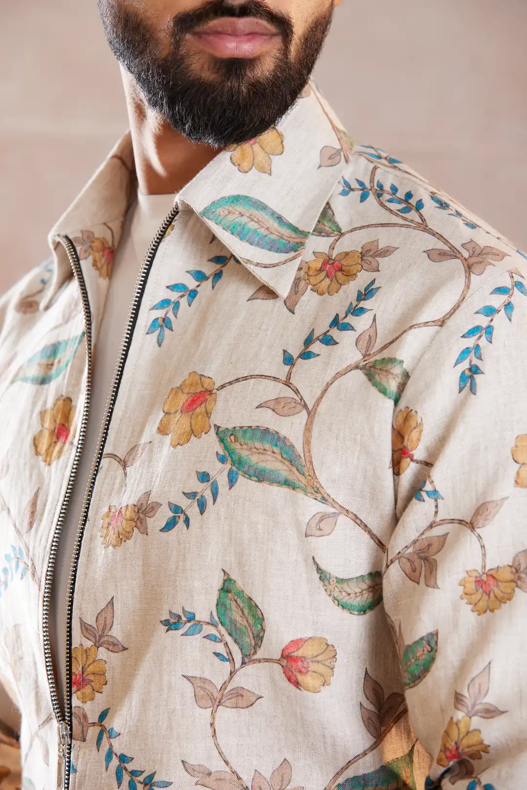 Floral printed summer Linen Jacket - Image 5