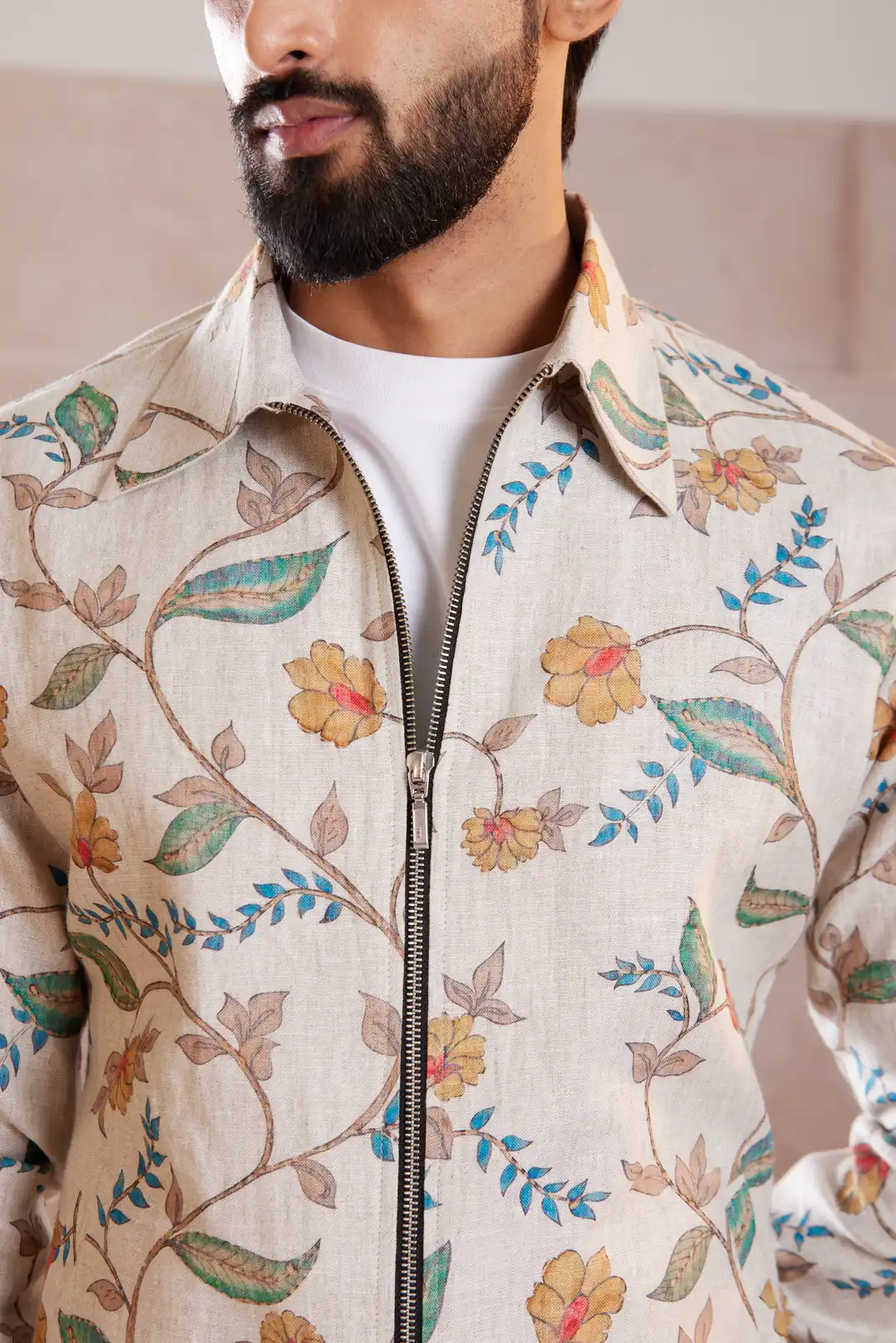Floral printed summer Linen Jacket - Image 6