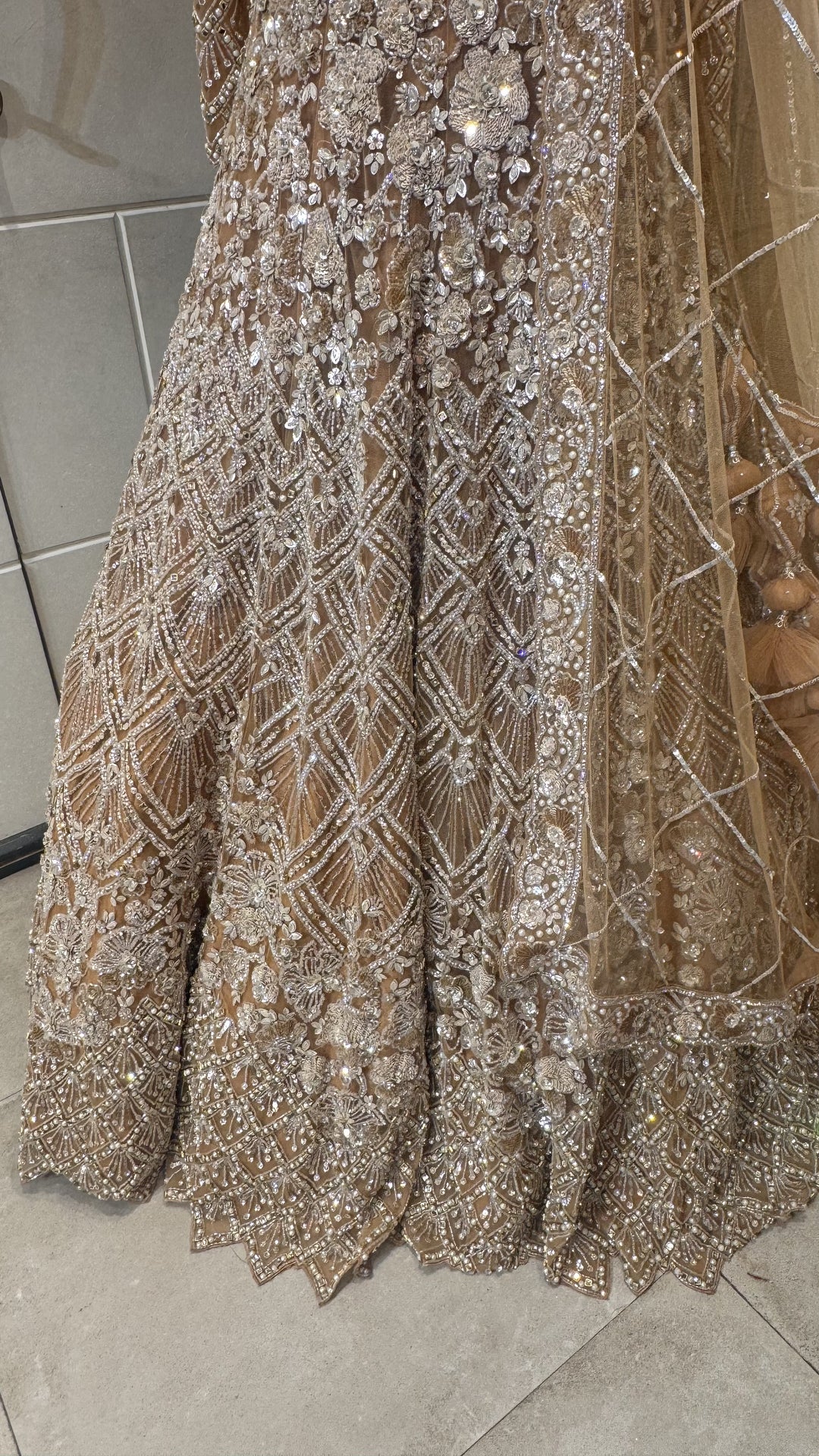 Gold Heavy Jaal Work Lehenga - Image 3