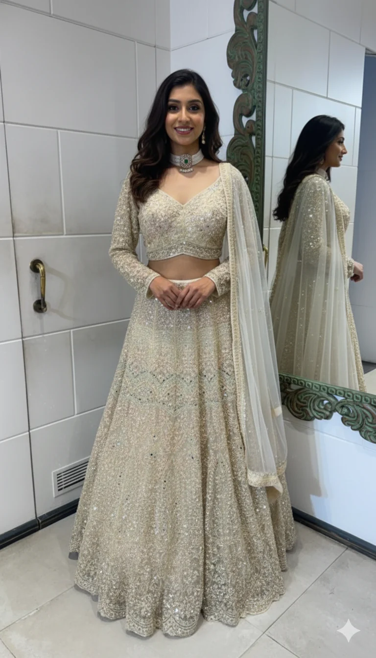 Gold Sequin Embellished Lehenga