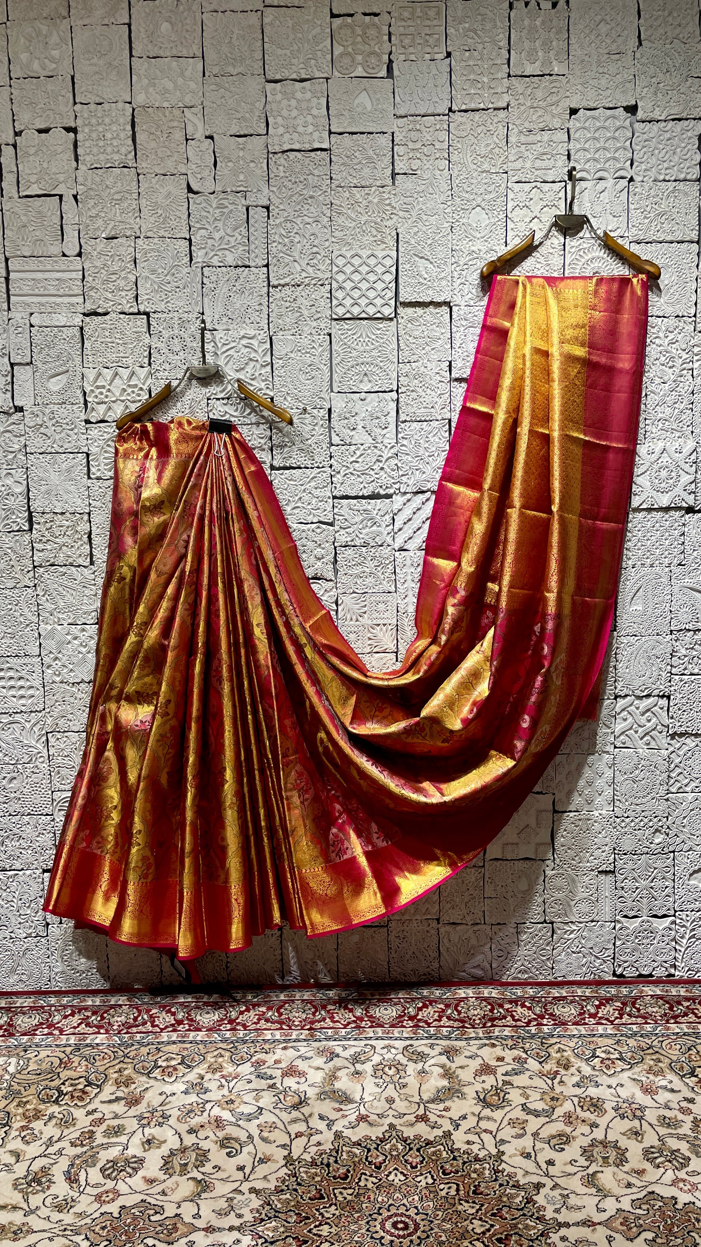 Golden Yellow Kanjivaram Silk Saree with Red Zari Border