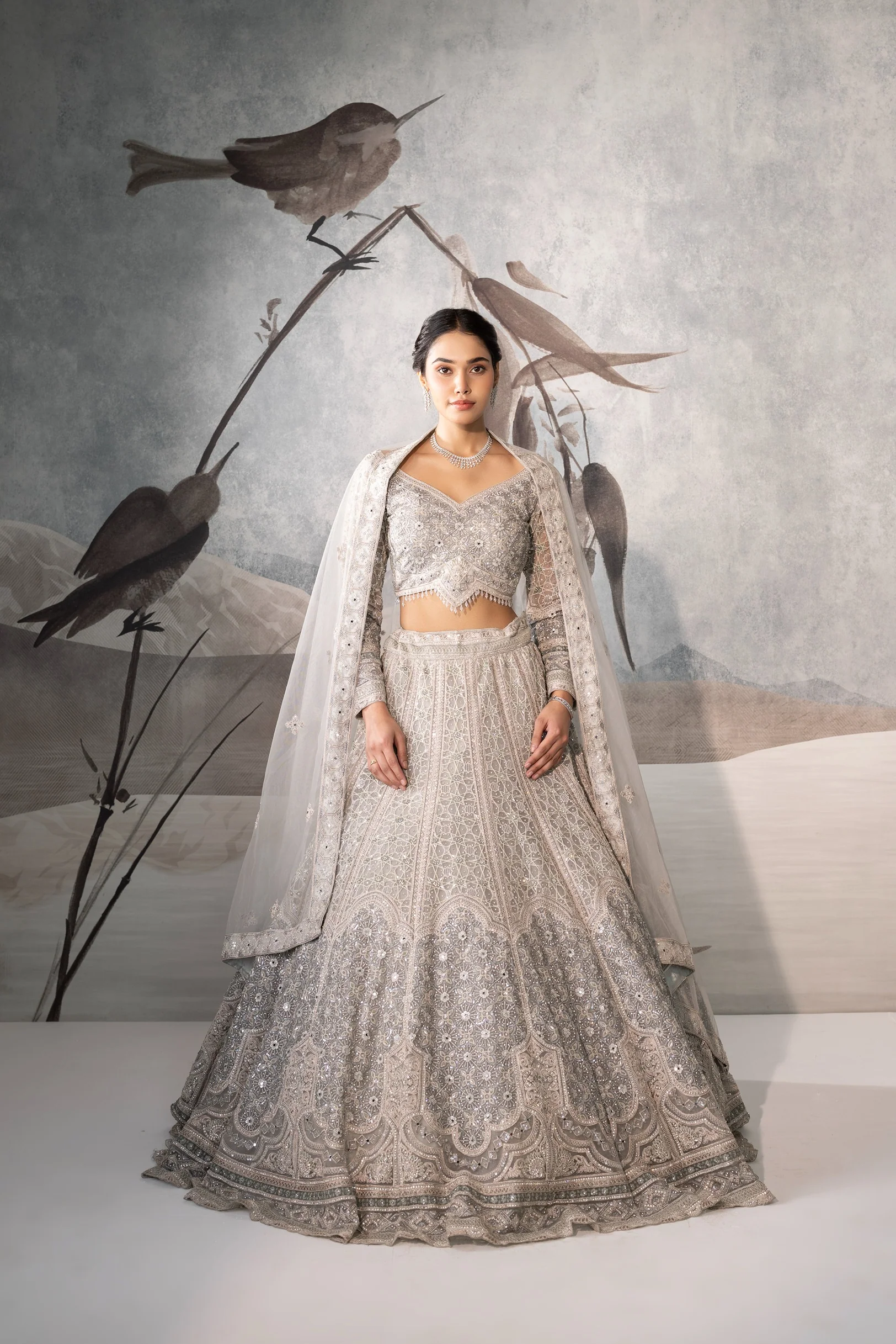 GREY SEQUENCE LEHENGA