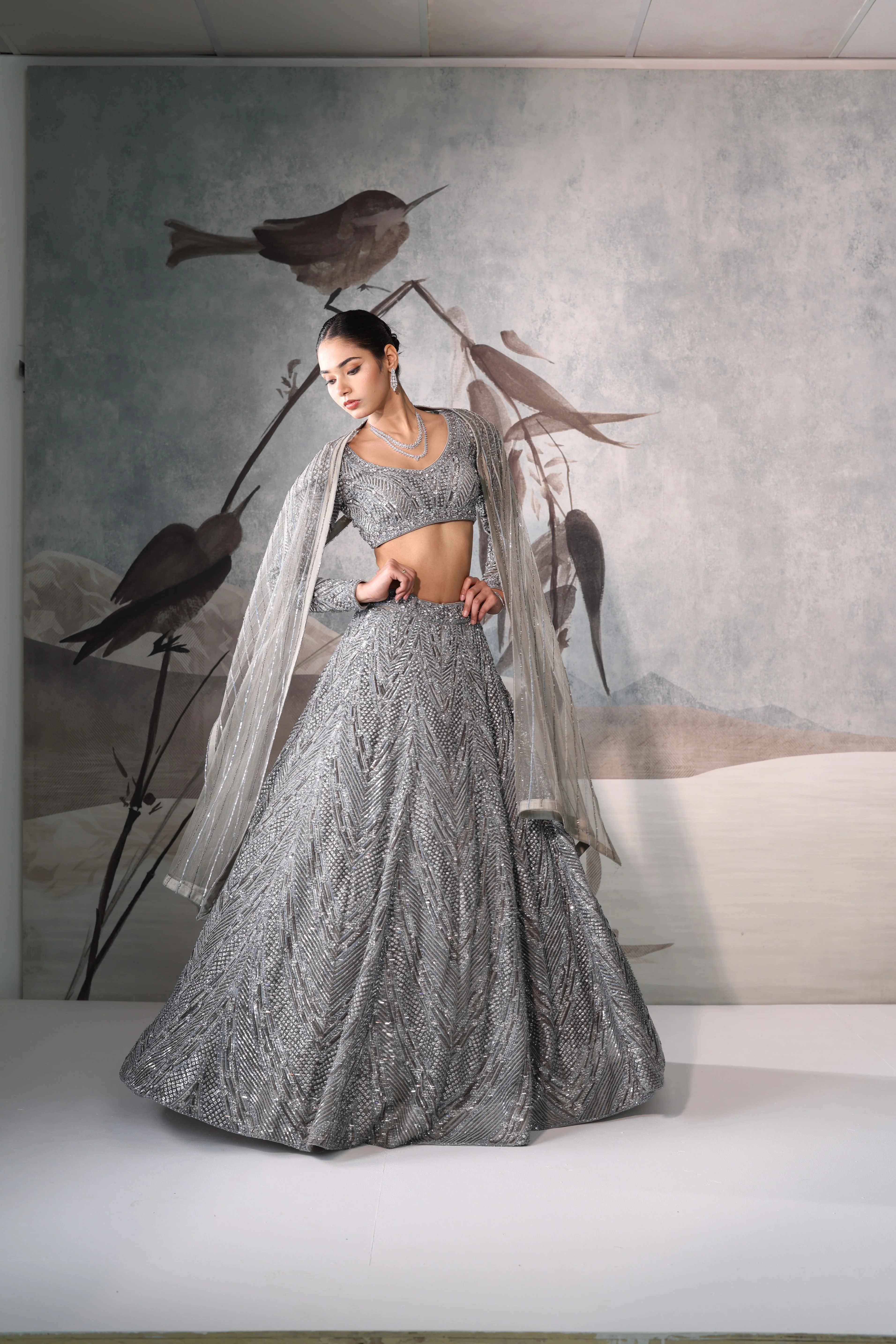 Luxury Grey Designer Lehenga – Premium Reception & Wedding Couture - Image 2
