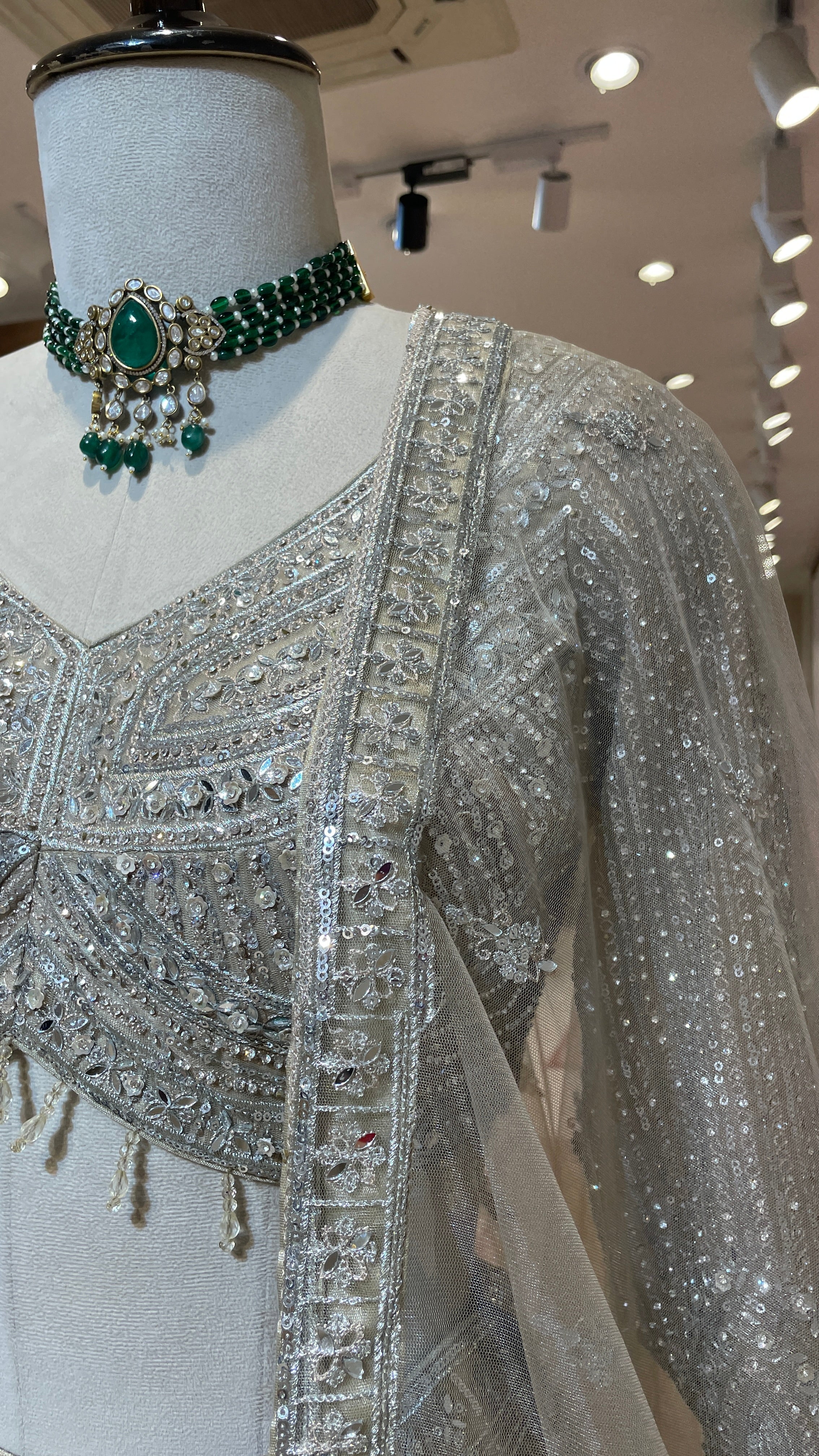 Ivory Net Lehenga with Sequin Embellishments - Image 2