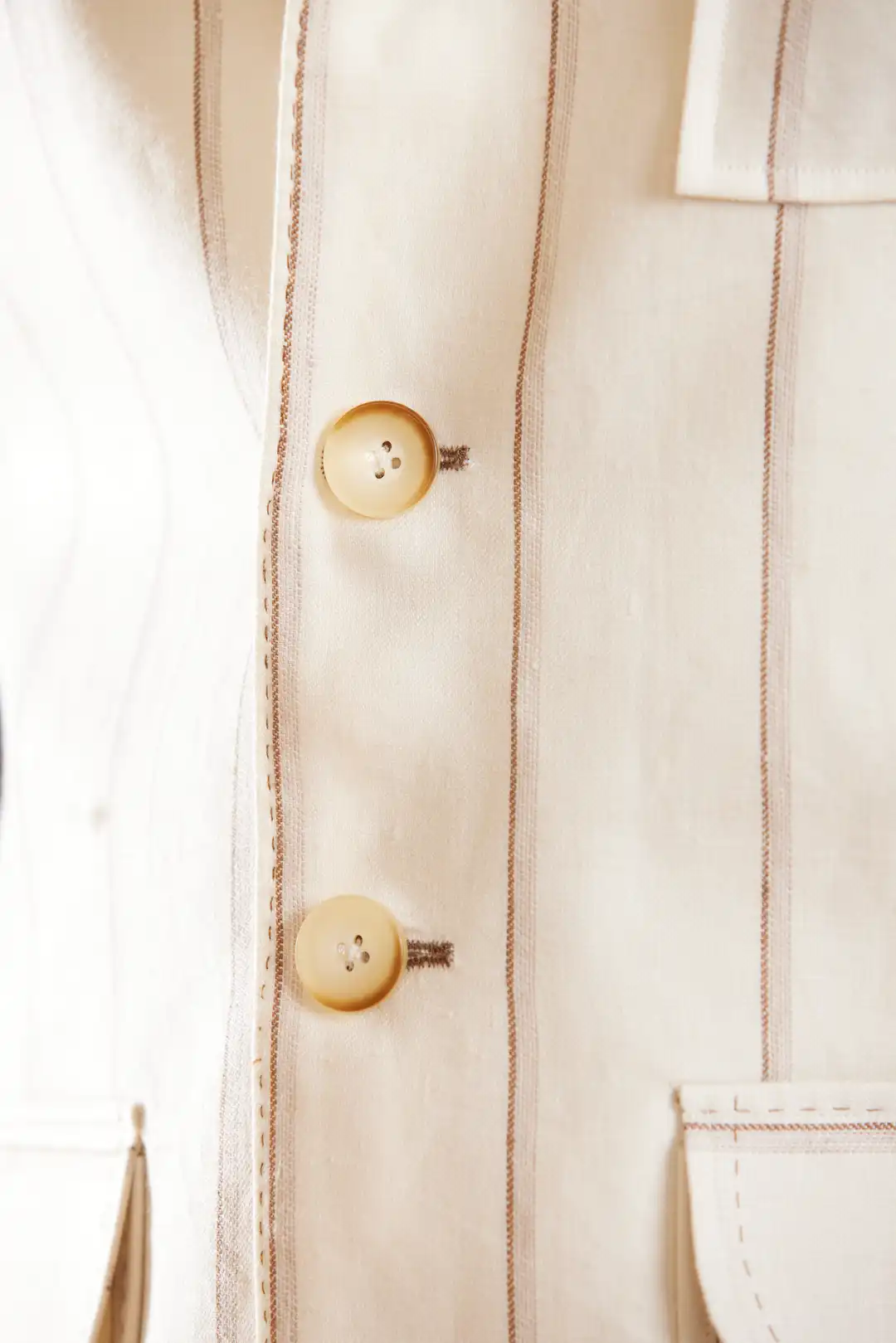 Ivory pinstriped Linen Sadri - Image 6