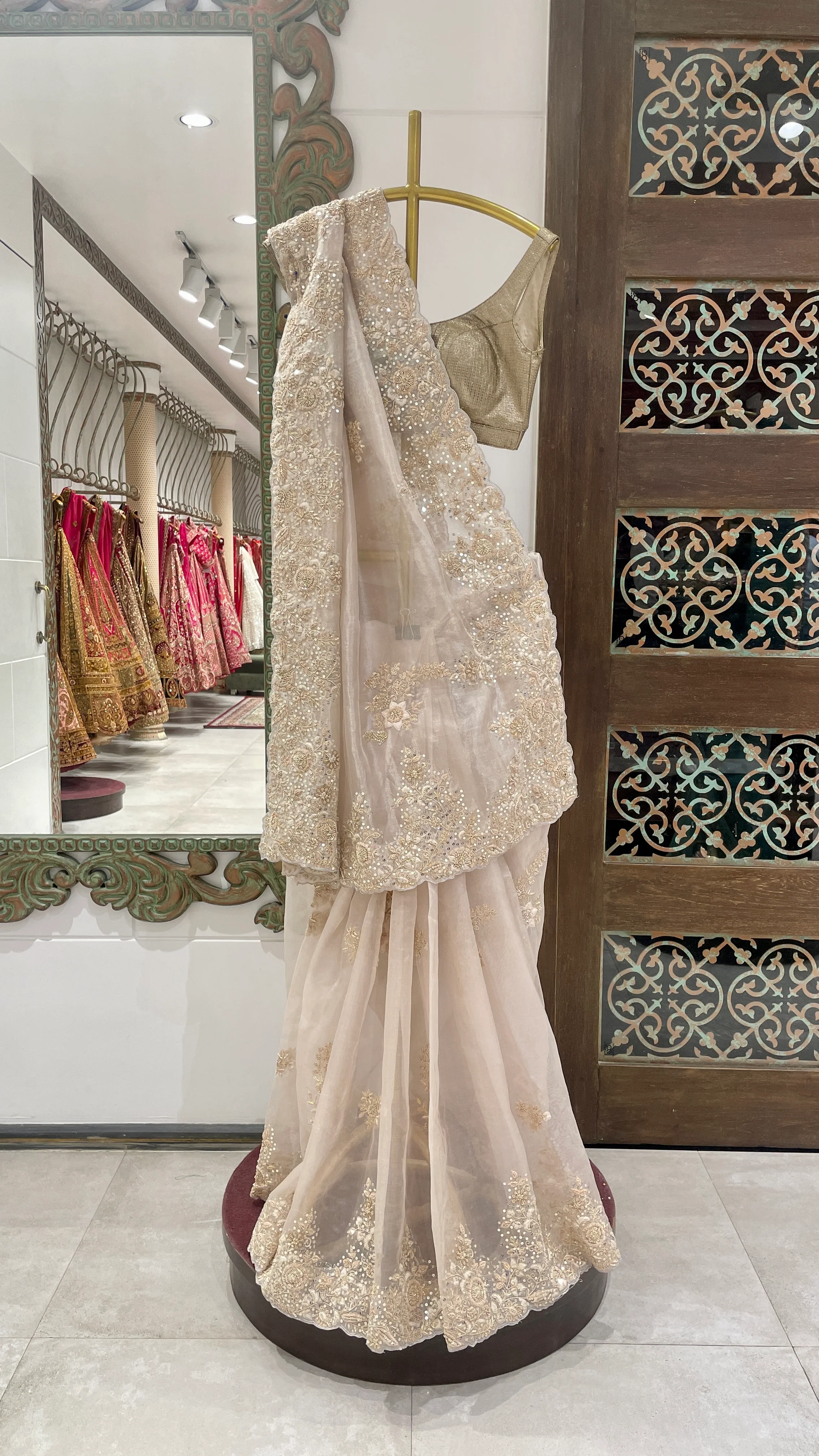 Ivory Tissue saree with zariwork