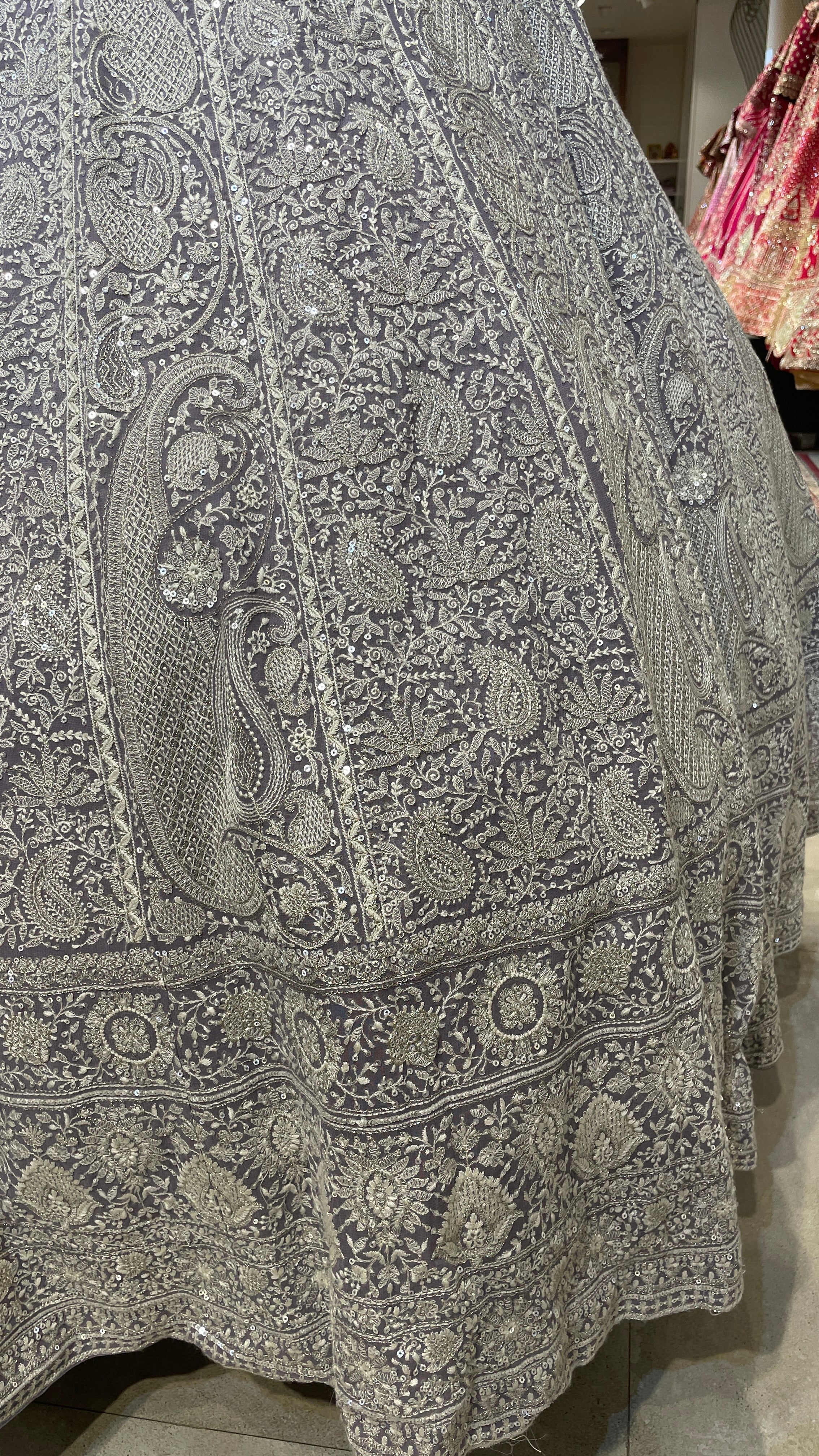 Lavender Georgette Chikankari Lehenga with Paisley Buti - Image 4