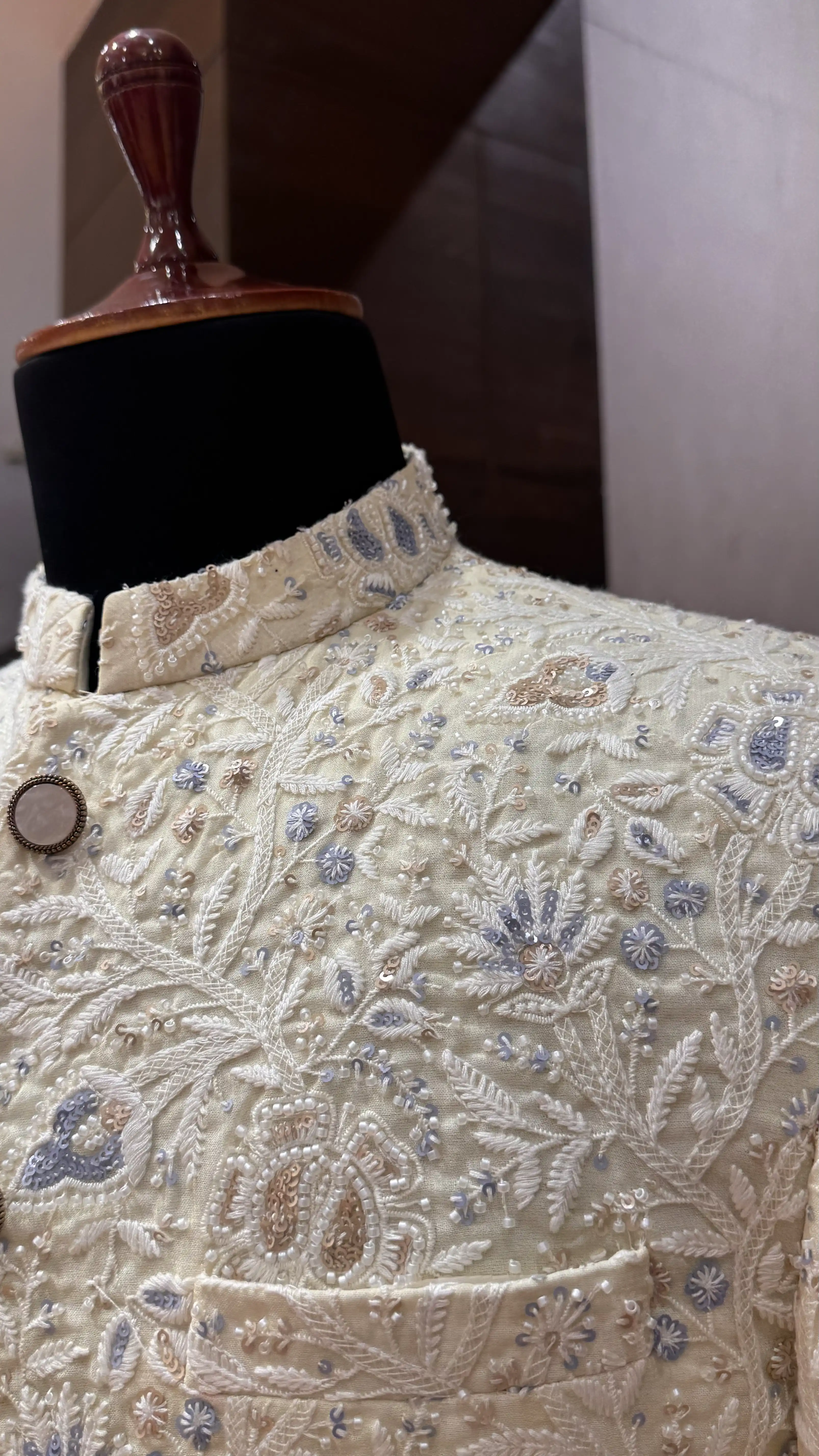 Lemon Yellow Embroidered Bandhgala Jacket - Image 2