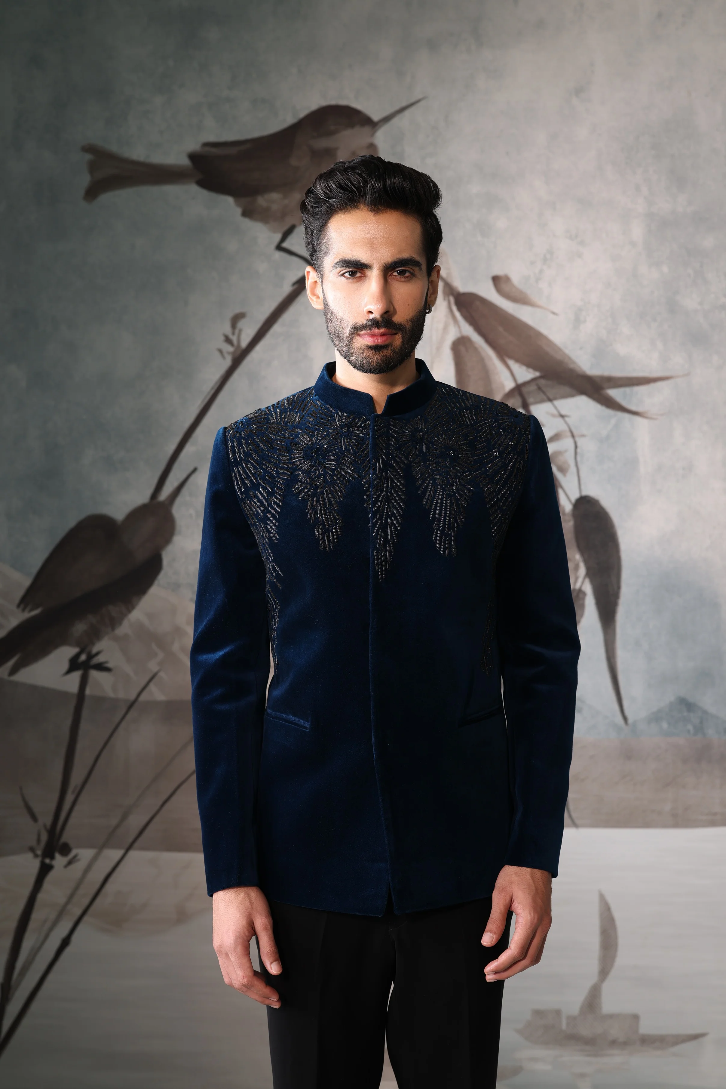Men's Teel Blue Classic BANDGALA Suit - Image 3