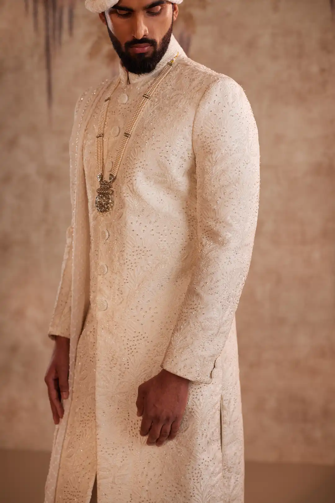 Off White Embroidered Sherwani for Groom | Premium Designer Wedding Sherwani - Image 19