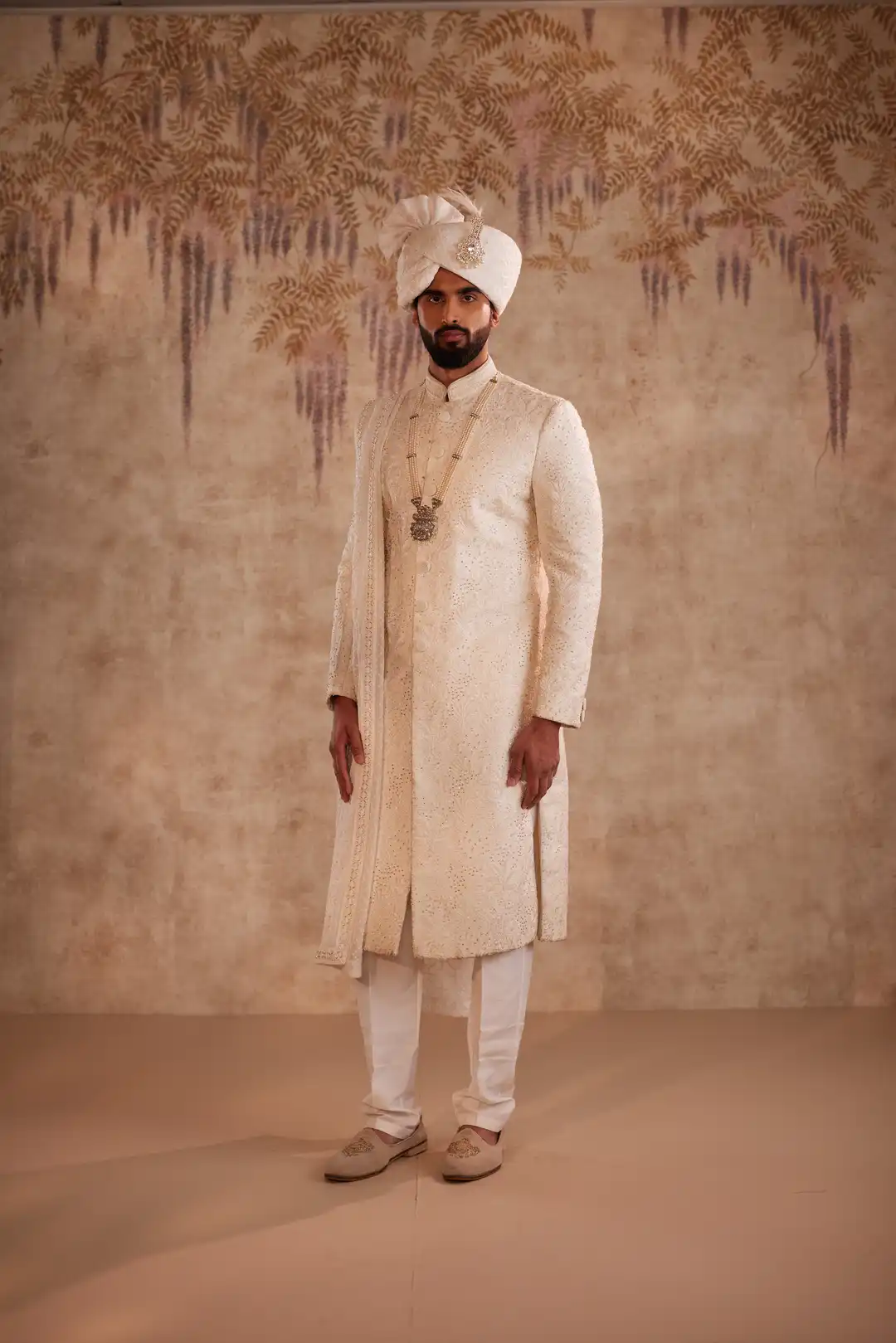 Off White Embroidered Sherwani for Groom | Premium Designer Wedding Sherwani - Image 6