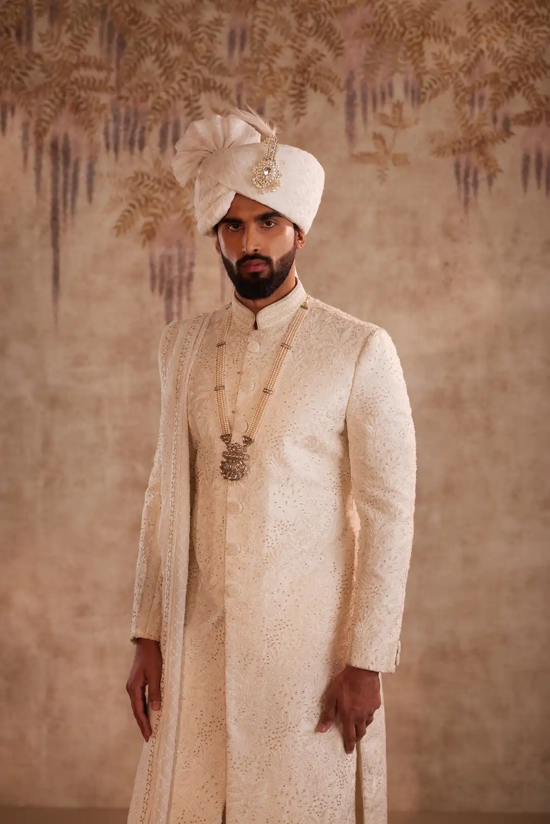 Off White Embroidered Sherwani for Groom | Premium Designer Wedding Sherwani - Image 8