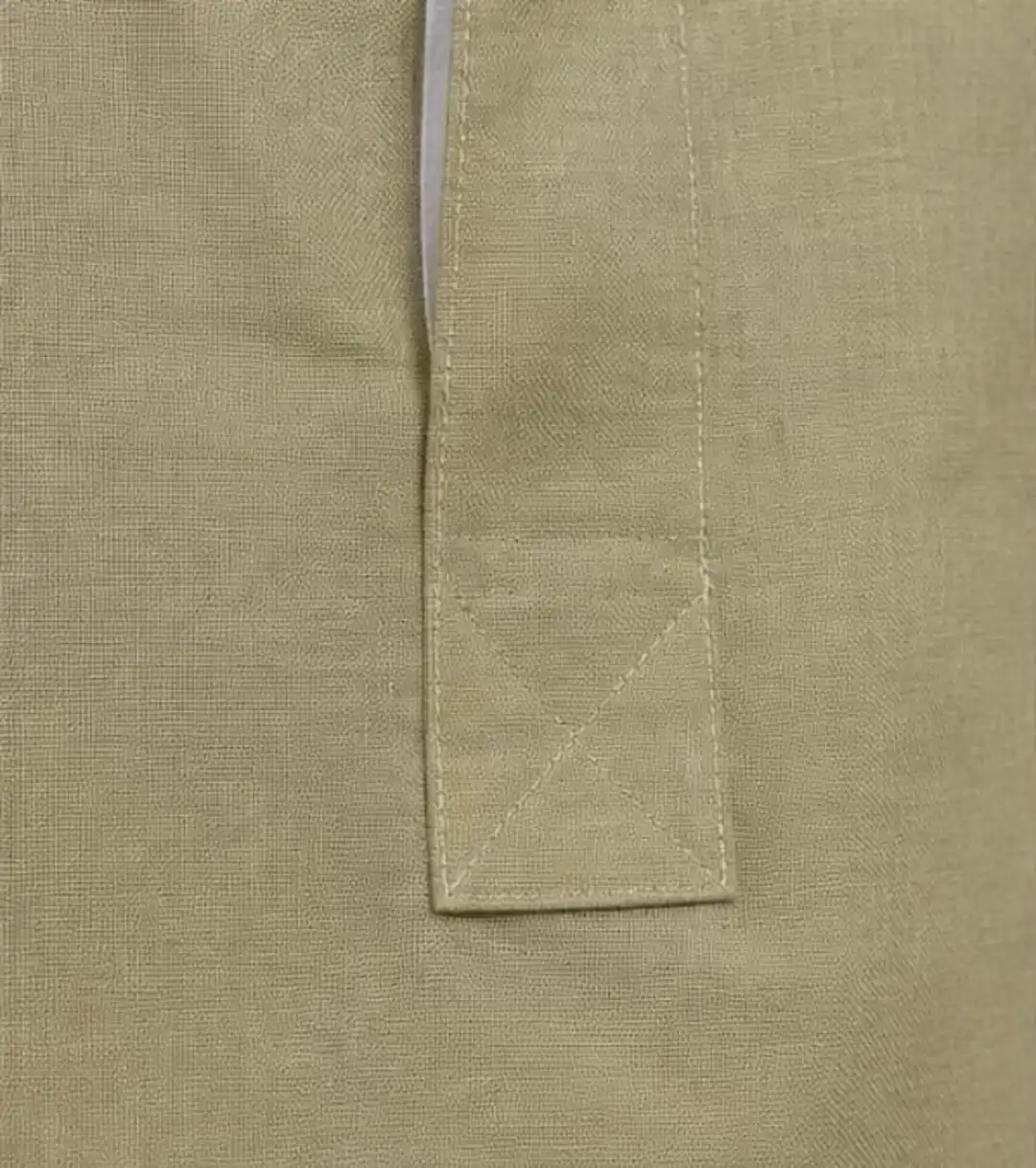 Olive green linen shirt with contrasting white shirt collar detail - Image 4