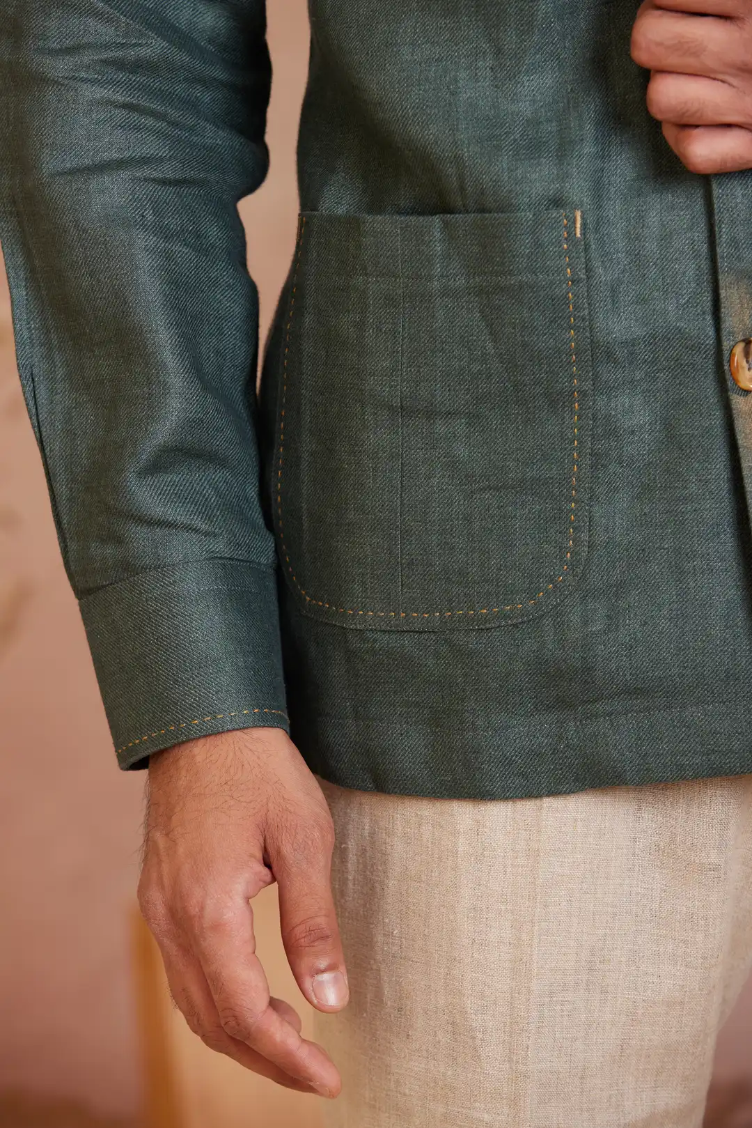 Olive green Utility Safari shirt - Image 4
