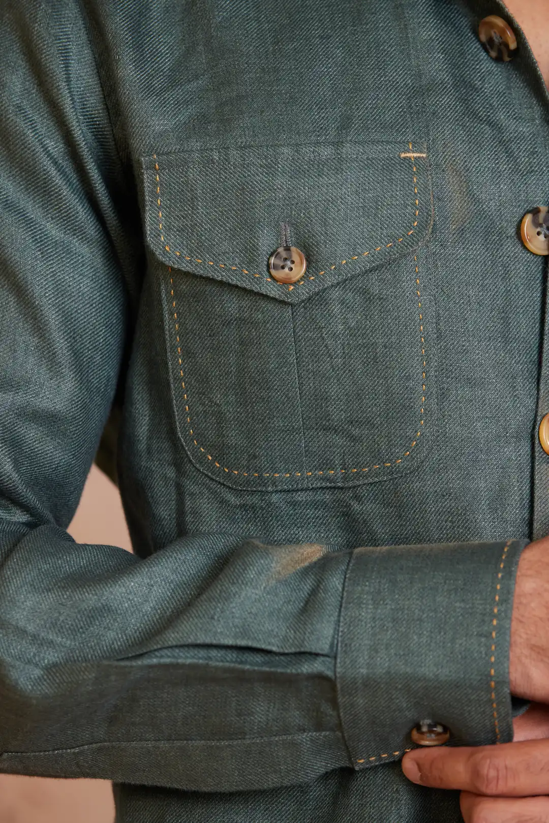 Olive green Utility Safari shirt - Image 5